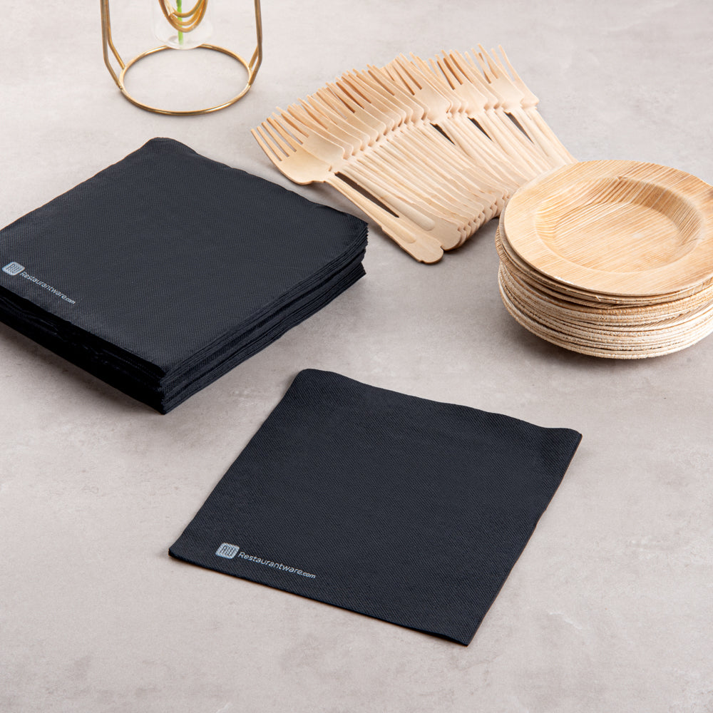 Luxenap Square Black Paper Napkin - Micropoint, 2-Ply - 15 1/2" x 15 1/4" - 50 count box