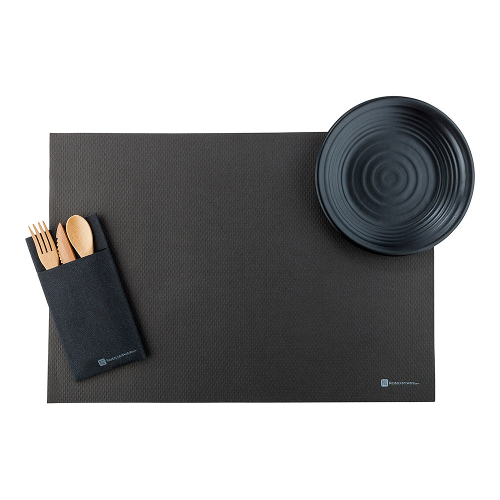 Chef 101 Rectangle Black Paper Placemat - Heavy Weight, Single-Use - 20" x 14" - 1000 count box