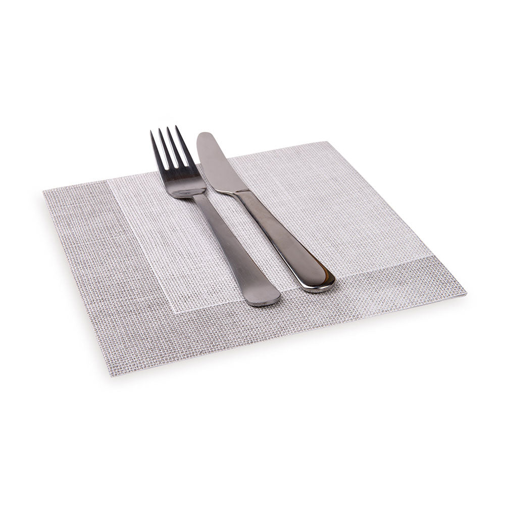 Luxenap Square White Paper Napkin - Air Laid, with Gray Threads - 15 3/4" x 15 3/4" - 600 count box