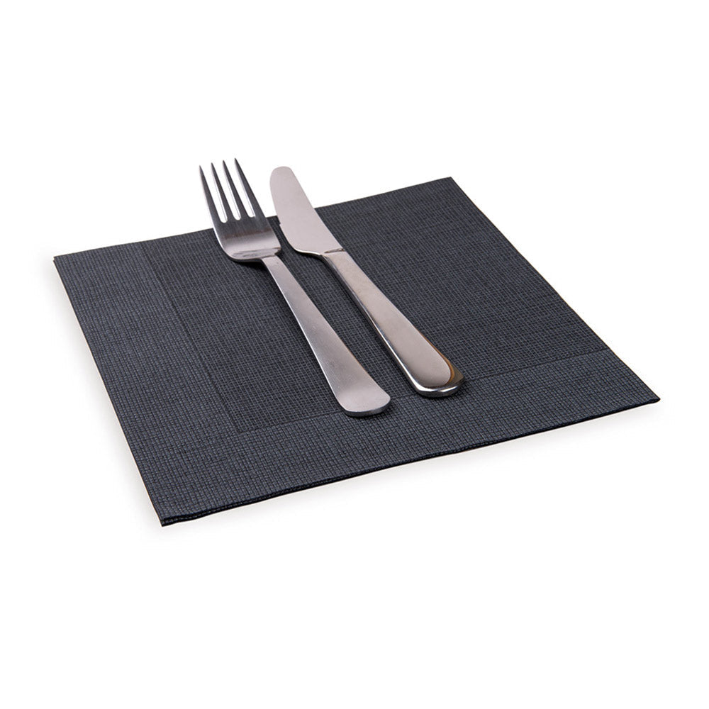 Luxenap Square Black Paper Napkin - Air Laid, with White Threads - 15 3/4" x 15 3/4" - 600 count box