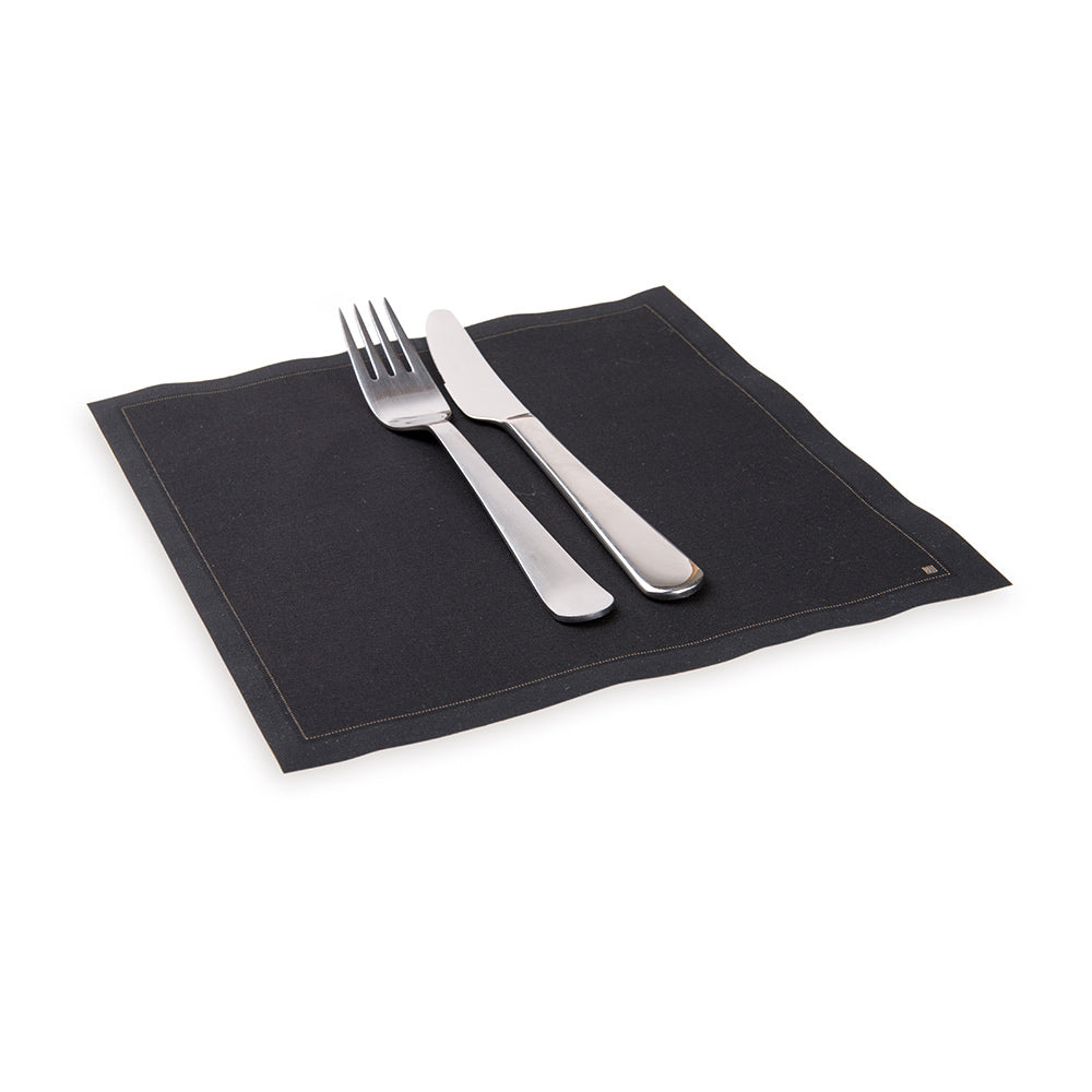 Luxenap Square Black Cotton Napkin - Organic, Disposable - 8 3/4" x 8 3/4" - 500 count box