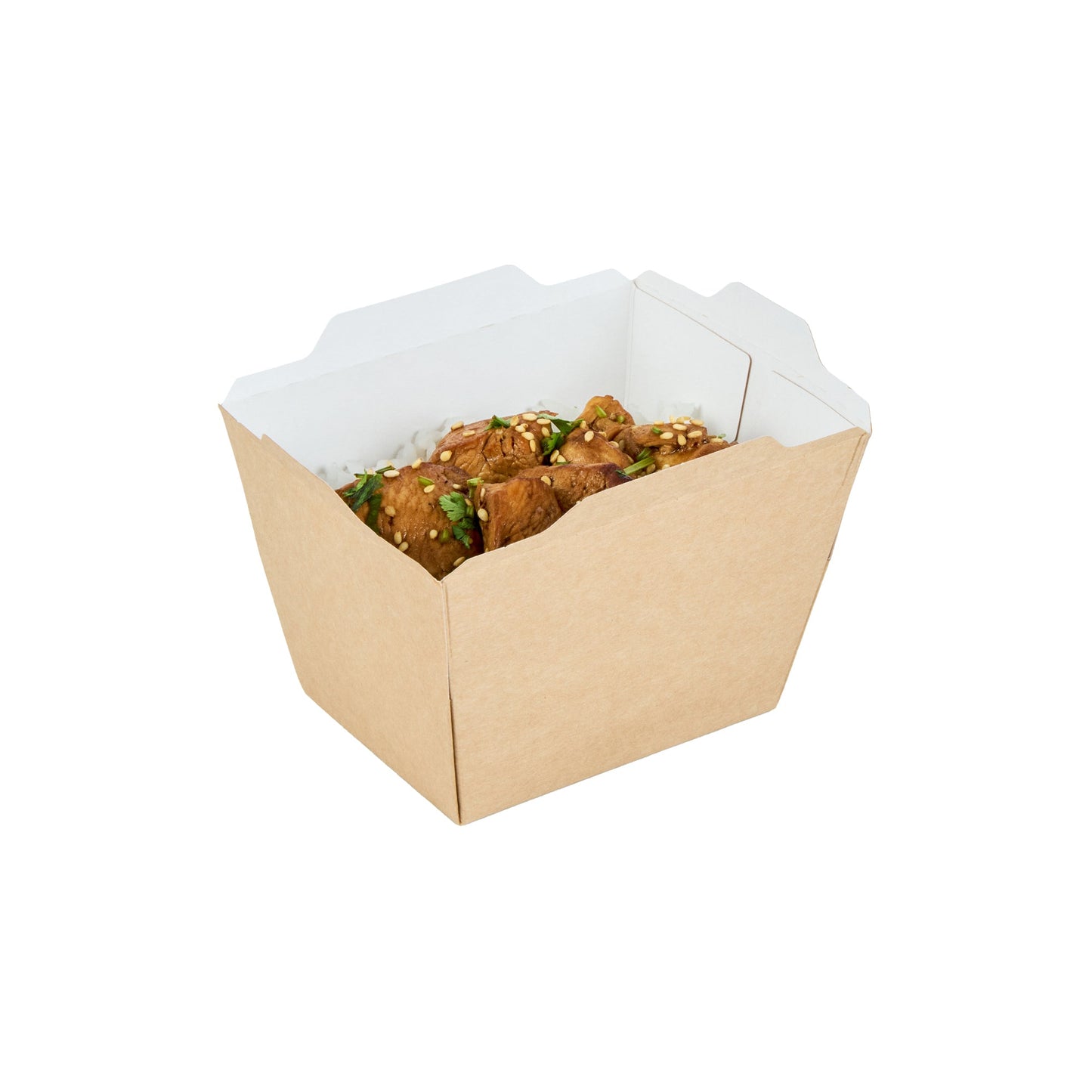 Cafe Vision 17 oz Rectangle Kraft Paper Small Click Lock Container - 4 1/4" x 3 1/4" x 2 3/4" - 200 count box
