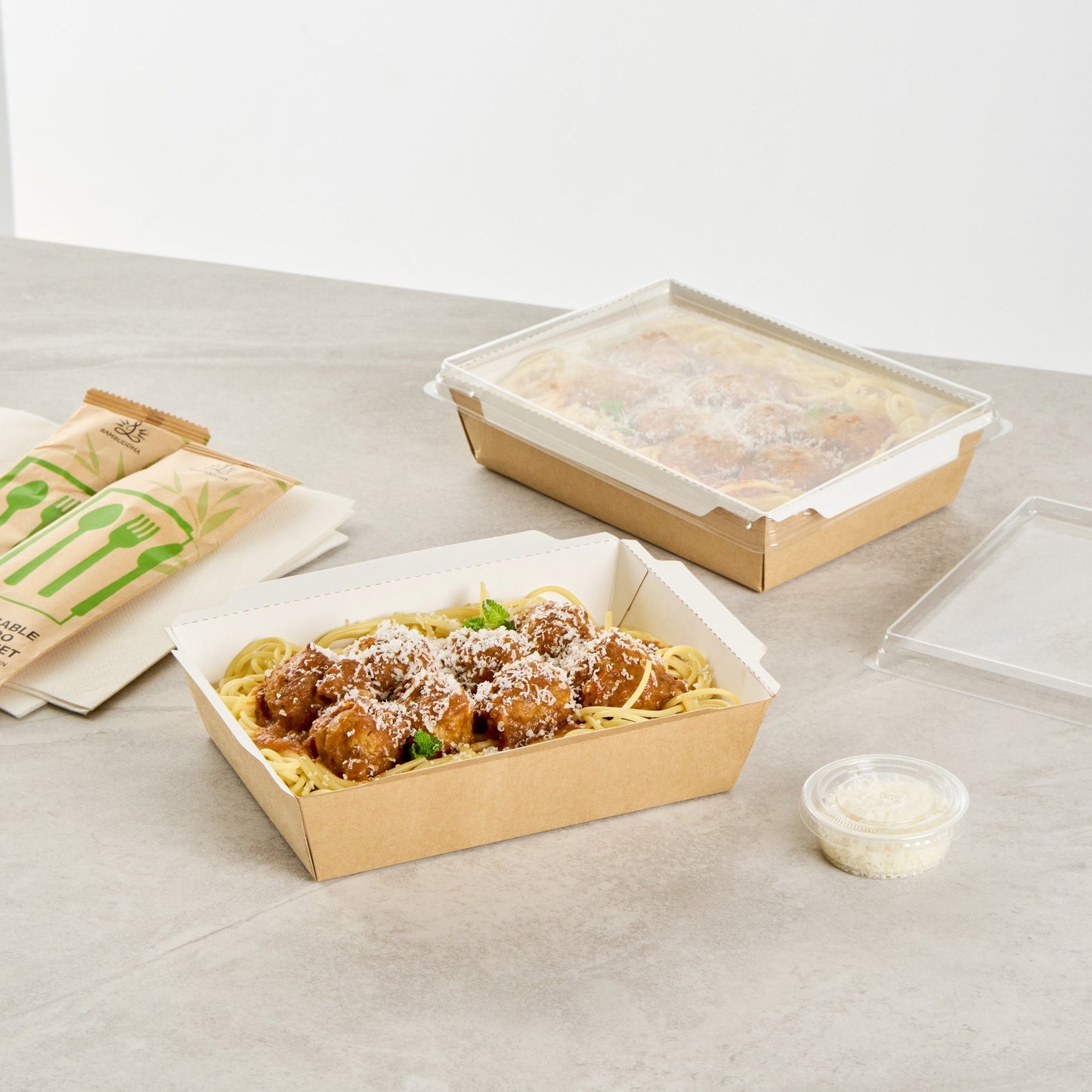 Cafe Vision 34 oz Rectangle Kraft Paper Medium Click Lock Container - 7 1/2" x 5 1/2" x 1 3/4" - 200 count box