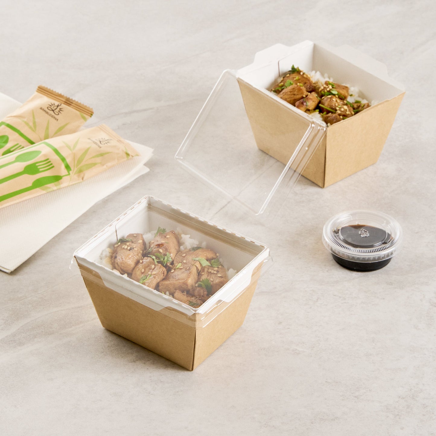 Cafe Vision Rectangle Clear Plastic Lid - Fits Small Click Lock Container - 200 count box