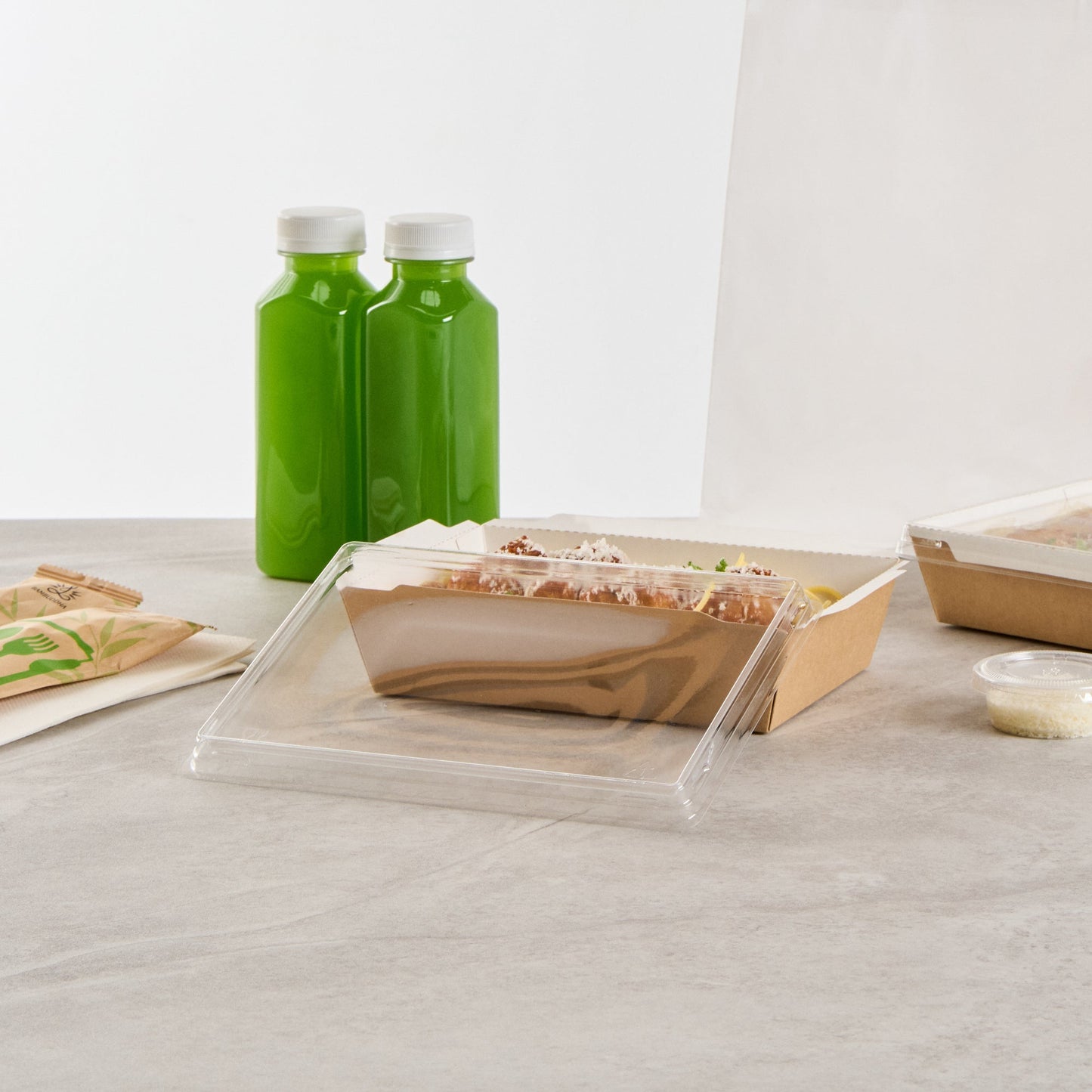 Cafe Vision Rectangle Clear Plastic Lid - Fits Medium Click Lock Container - 200 count box