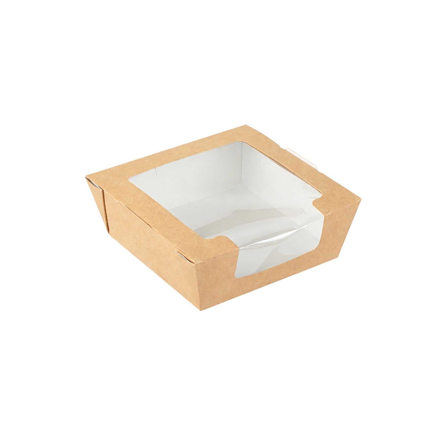 Cafe Vision 26 oz Rectangle Kraft Paper Medium Bio Salad Box - 5 3/4" x 5 3/4" x 1 3/4" - 200 count box