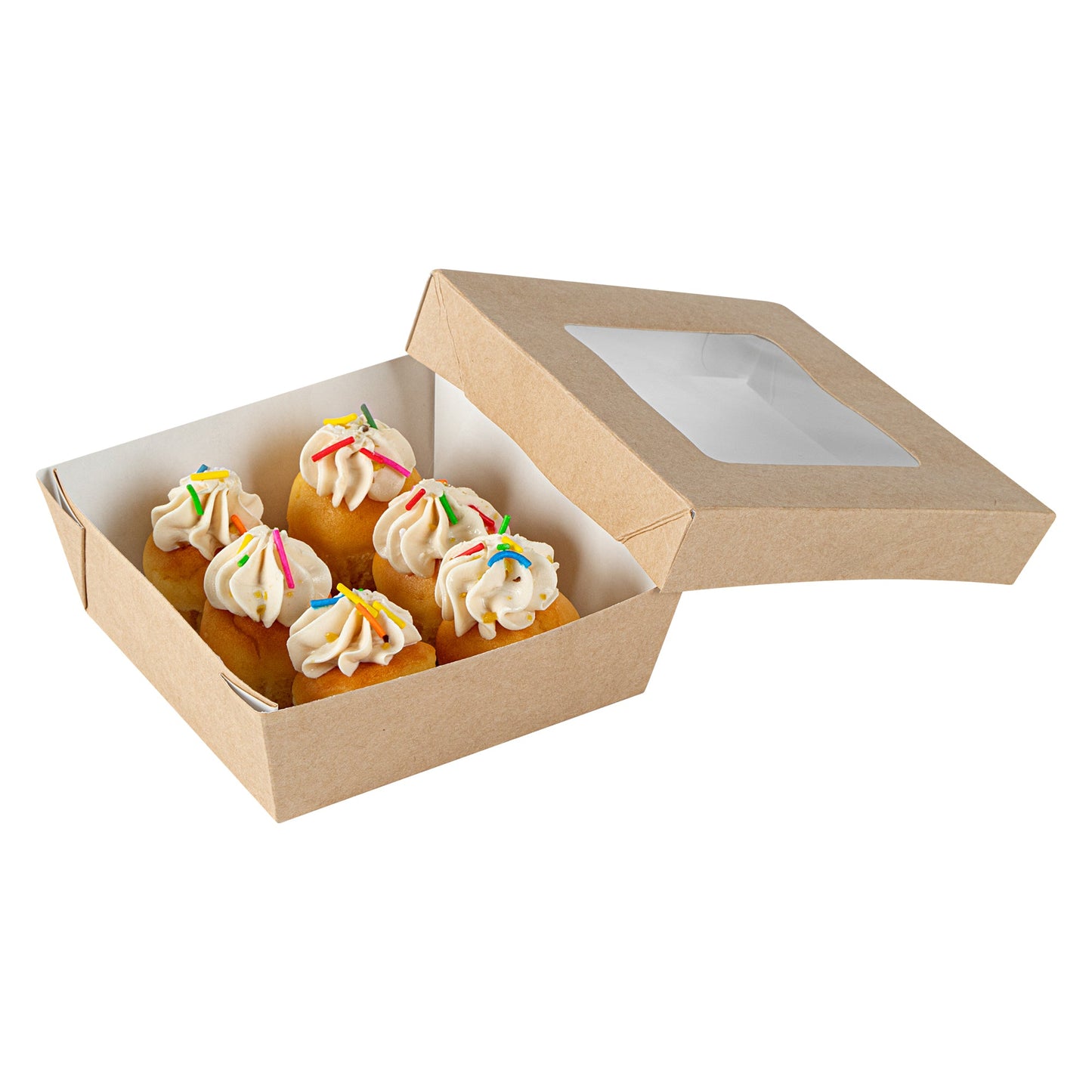 Cafe Vision 13 oz Square Kraft Paper Small Take Out Container - 4 1/2" x 4 1/2" x 1 1/2" - 200 count box