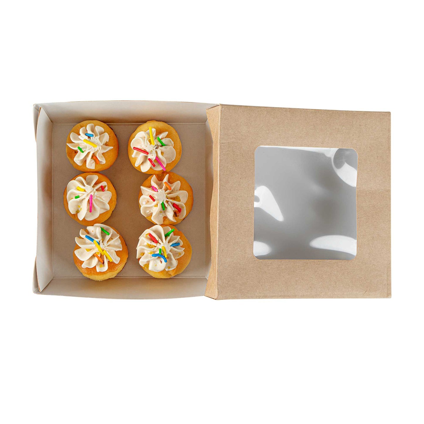 Cafe Vision 13 oz Square Kraft Paper Small Take Out Container - 4 1/2" x 4 1/2" x 1 1/2" - 200 count box