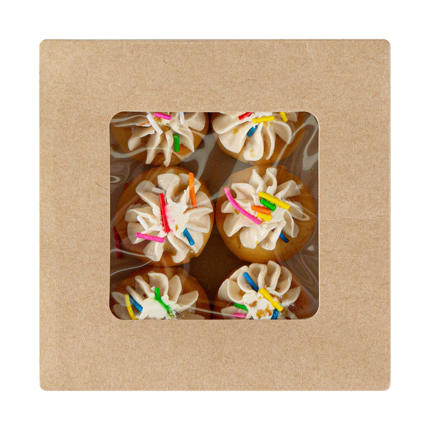 Cafe Vision 13 oz Square Kraft Paper Small Take Out Container - 4 1/2" x 4 1/2" x 1 1/2" - 200 count box