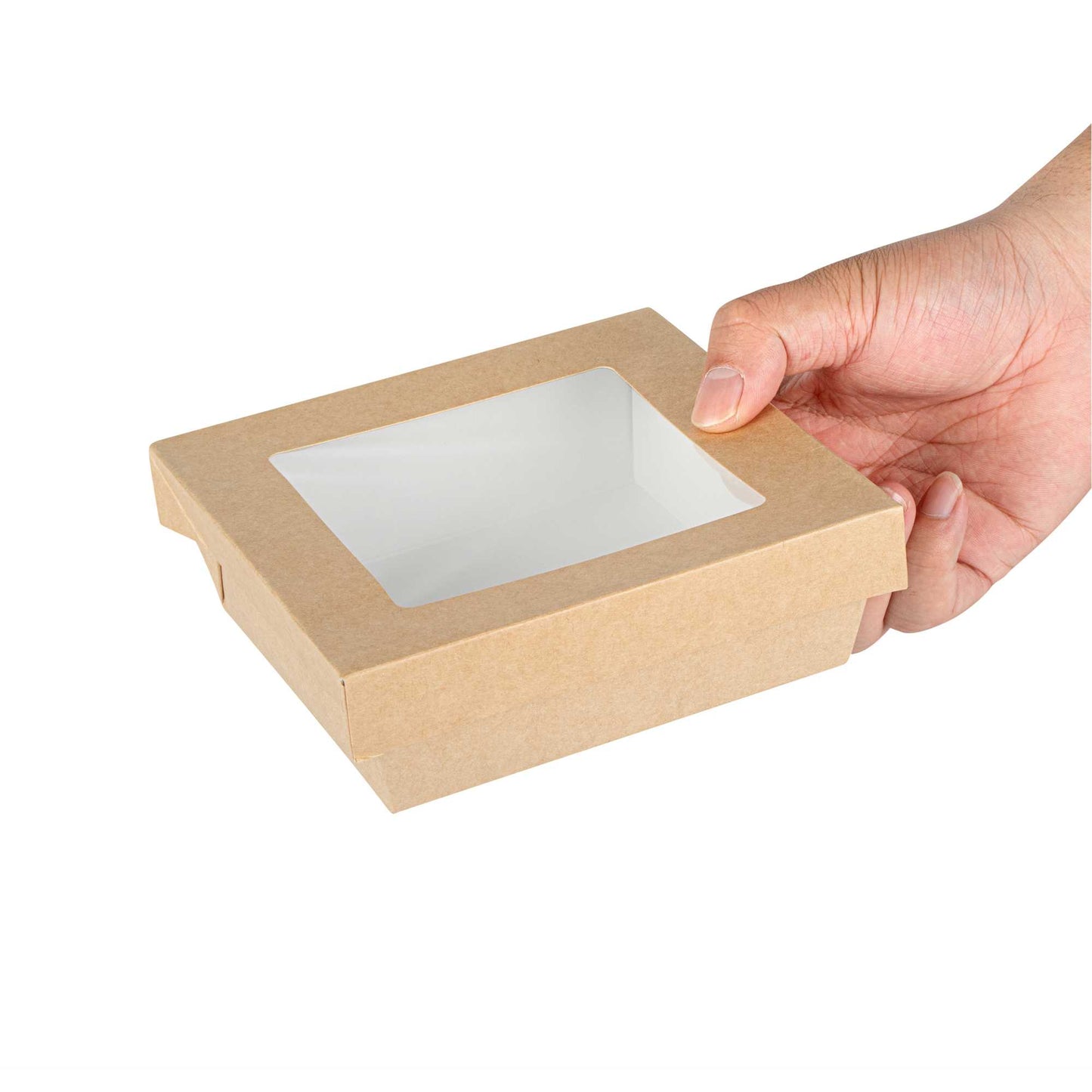Cafe Vision 34 oz Square Kraft Paper Large Take Out Container - 6" x 6" x 2" - 200 count box