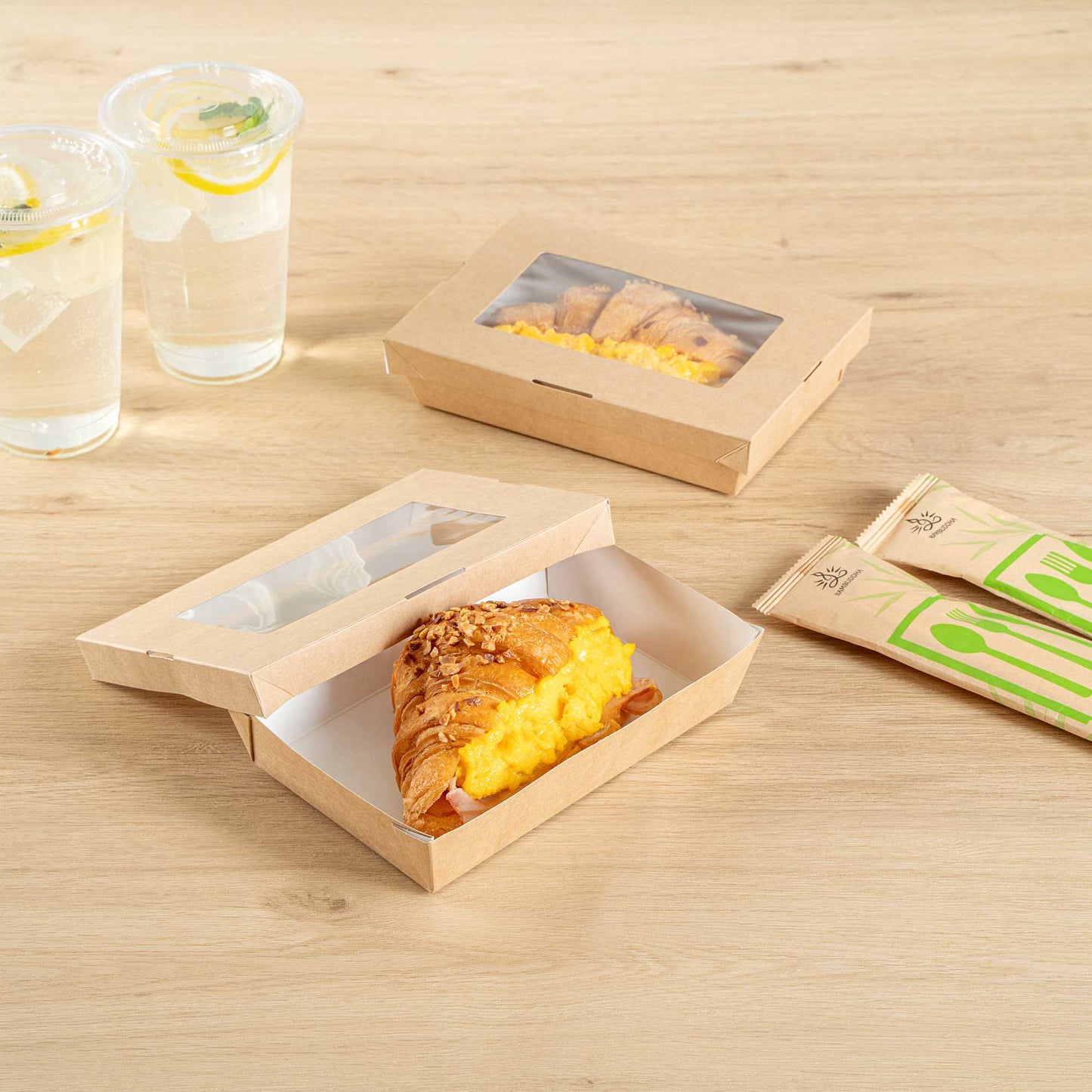 Cafe Vision 28 oz Rectangle Kraft Paper Small Take Out Container - 7 1/2" x 5" x 1 1/2" - 200 count box