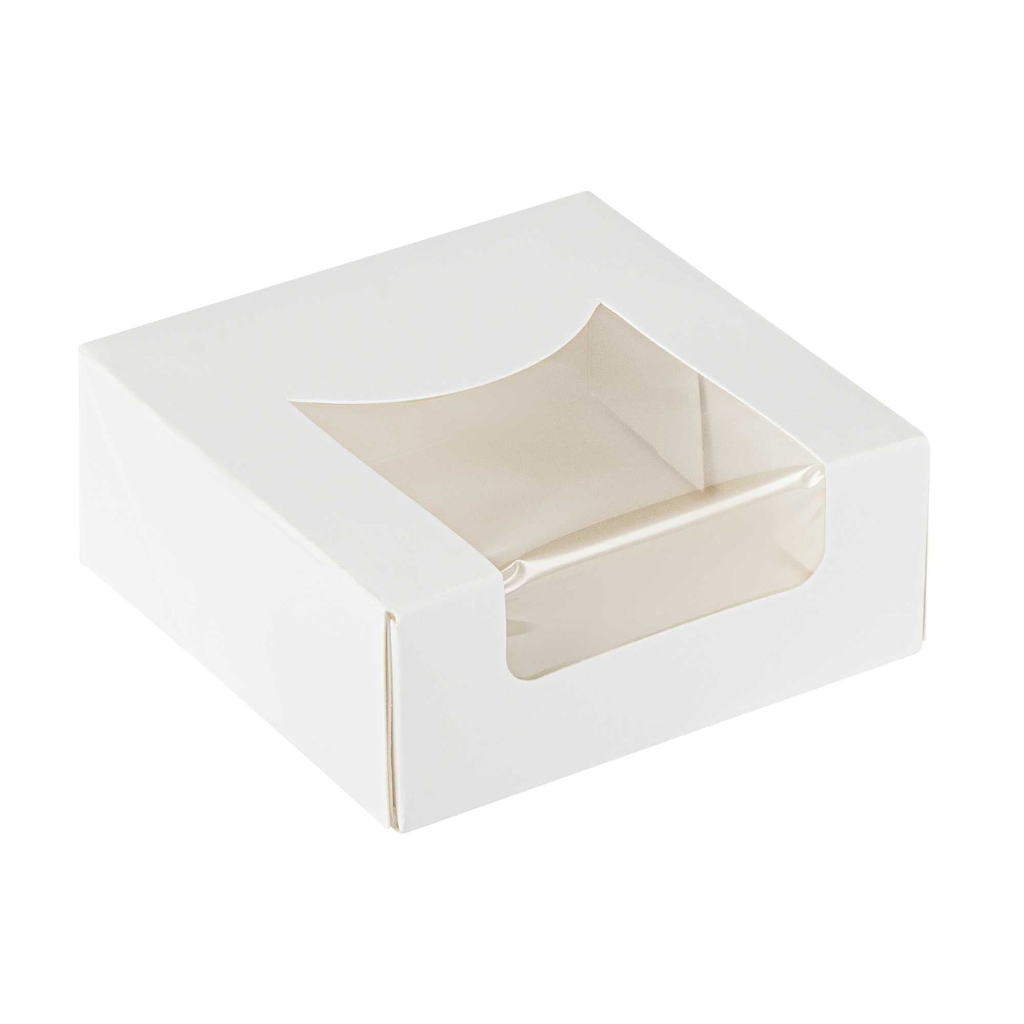 Cafe Vision 11 oz Square White Paper Small Take Out Container - 4" x 4" x 1 1/2" - 200 count box