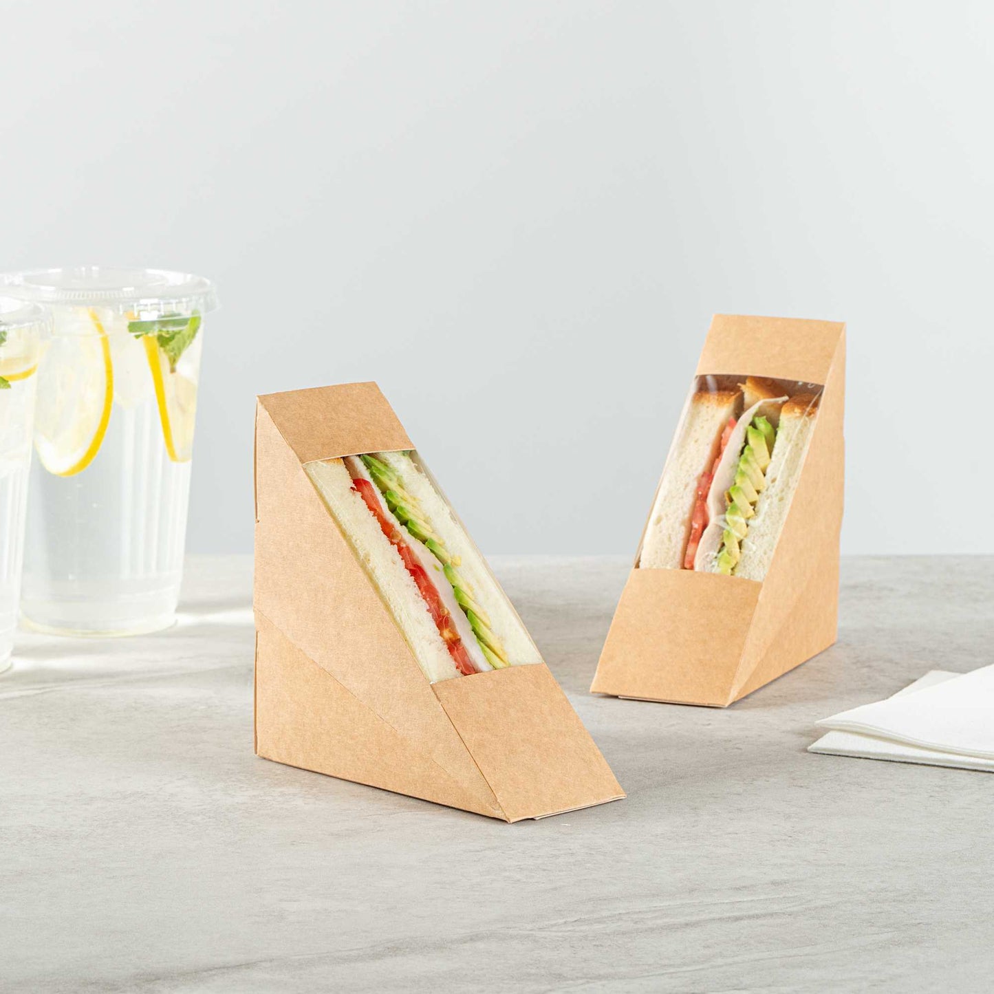 Cafe Vision Triangle Kraft Paper Small Sandwich Box - 4 3/4" x 4 3/4" x 2" - 200 count box