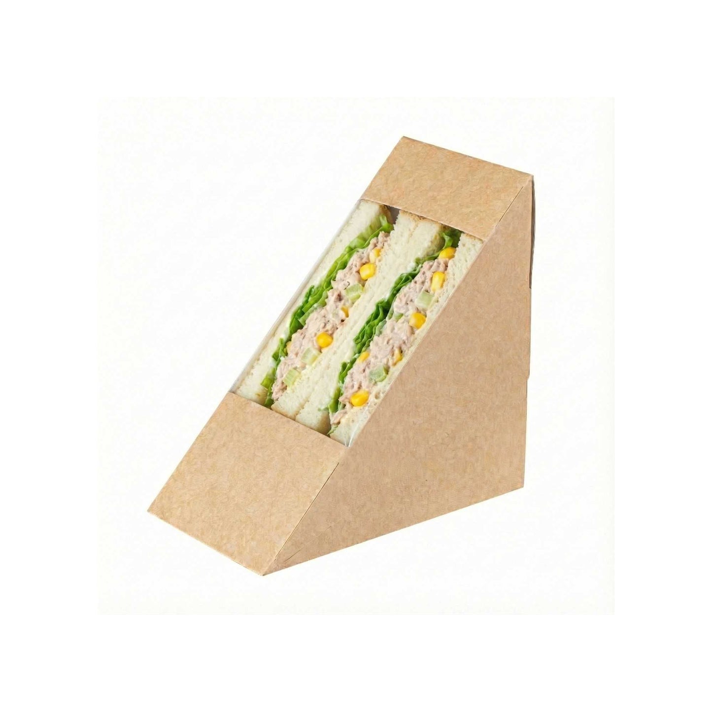 Cafe Vision Triangle Kraft Paper Medium Sandwich Box - 4 3/4" x 4 3/4" x 2 3/4" - 200 count box