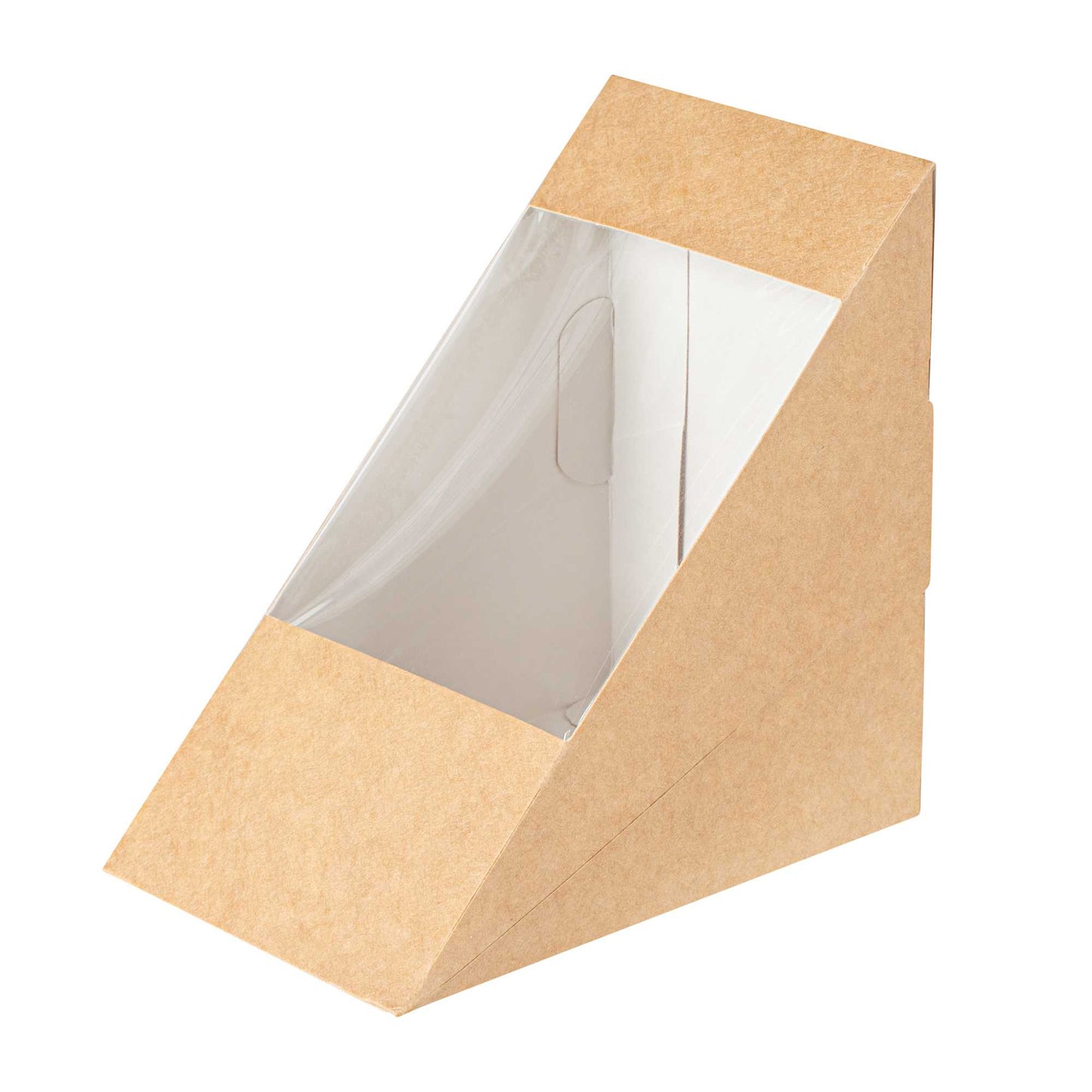 Cafe Vision Triangle Kraft Paper Large Sandwich Box - 4 3/4" x 4 3/4" x 3 1/4" - 200 count box