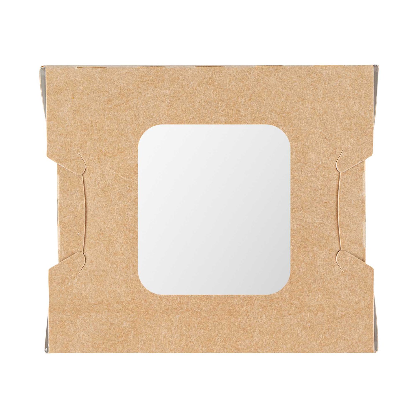 Cafe Vision 12 oz Rectangle Kraft Paper Mini Bio Take Out Container - Two Windows - 4 1/4" x 3 3/4" x 1 3/4" - 200 count box