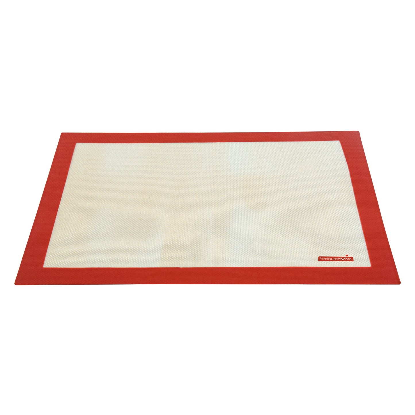 Pastry Tek Rectangle Tan and Red Silicone Half Size Baking Mat - Ultra Durable - 11 3/4" x 15 3/4" - 1 count box