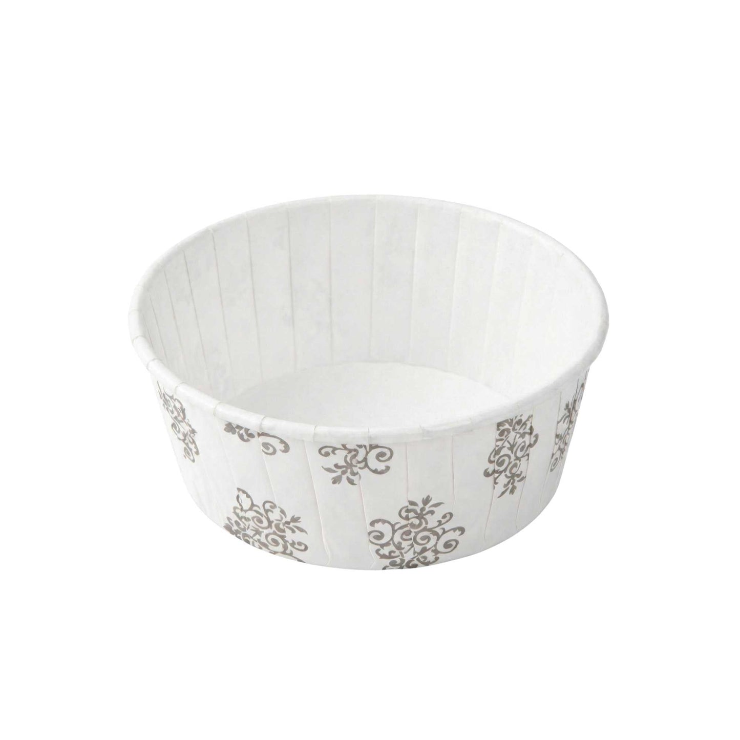 Panificio 5 oz Round Vintage Floral Paper Large Baking Cup - Pleated - 3 3/4" x 3 3/4" x 1 1/2" - 200 count box