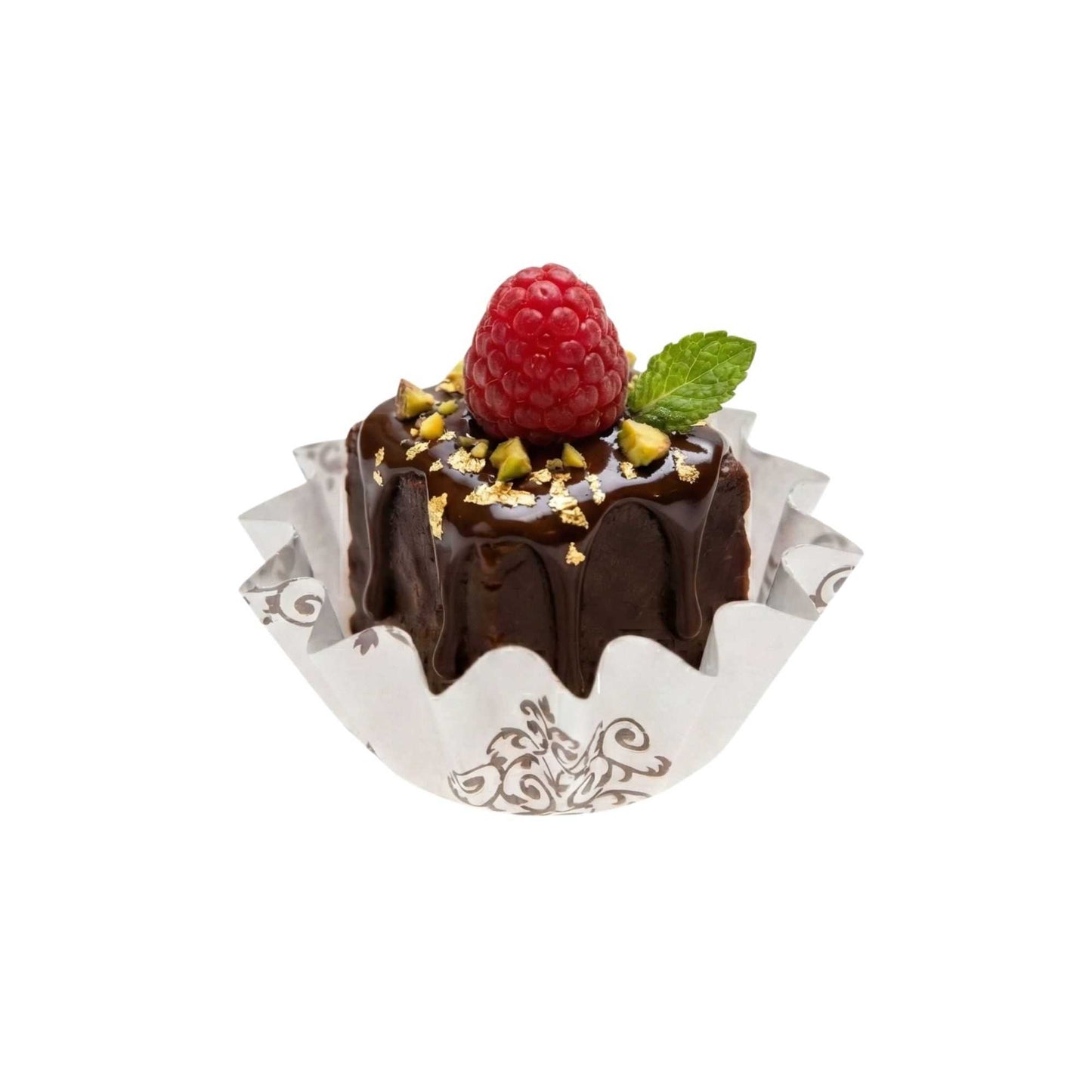 Panificio 0.4 oz Round Vintage Floral Paper Mini Baking Cup - Flared - 2" x 2" x 1/2" - 200 count box