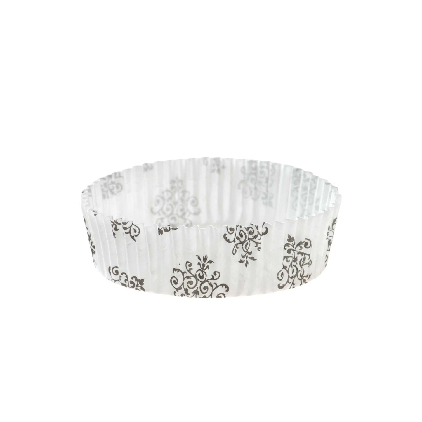 Panificio 4 oz Round Vintage Floral Paper Baking Cup - Ridged - 3 1/2" x 3 1/2" x 1" - 200 count box