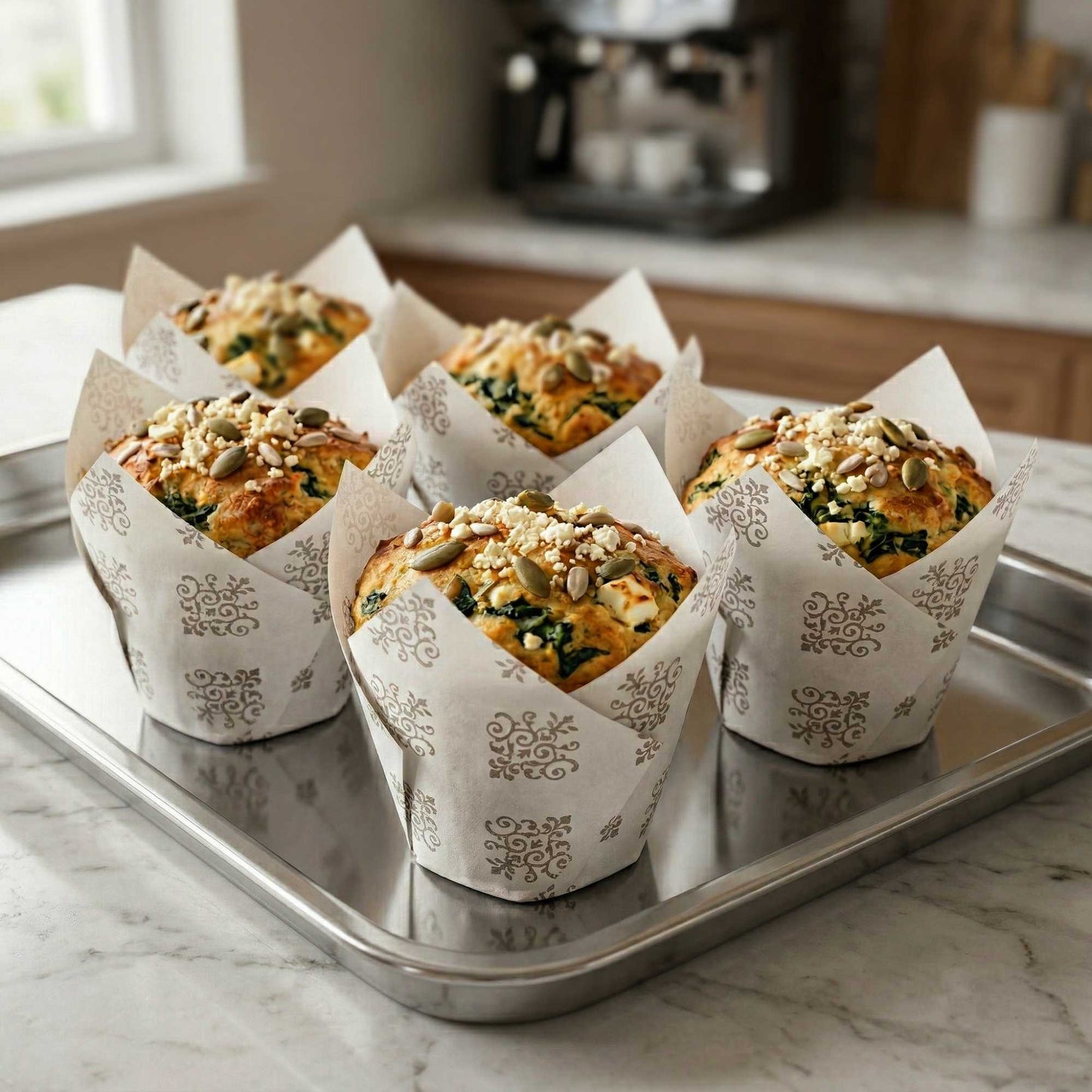Panificio 2 oz Tulip Vintage Floral Paper Tall Baking Cup - 3 1/4" x 3 1/4" x 3 1/4" - 200 count box
