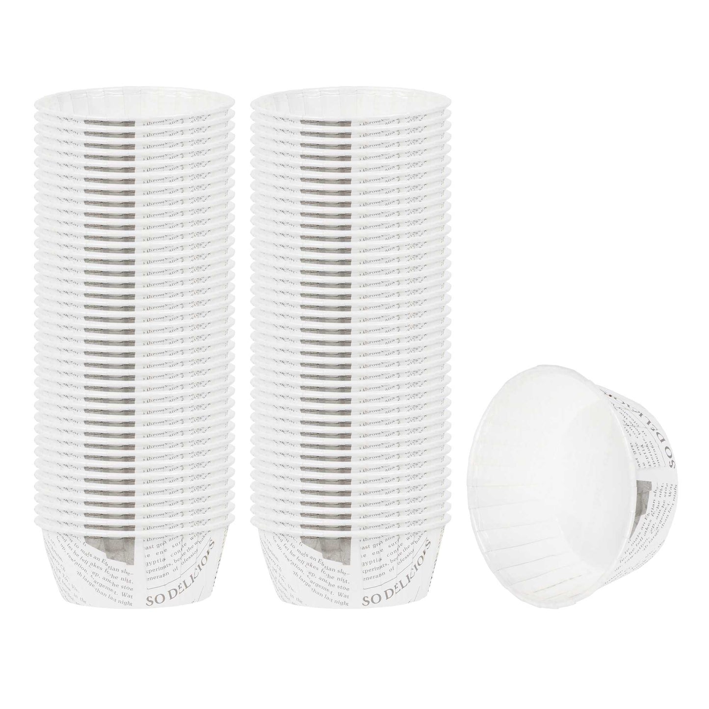Panificio 5 oz Round Newsprint Paper Large Baking Cup - Pleated - 3 3/4" x 3 3/4" x 1 1/2" - 200 count box
