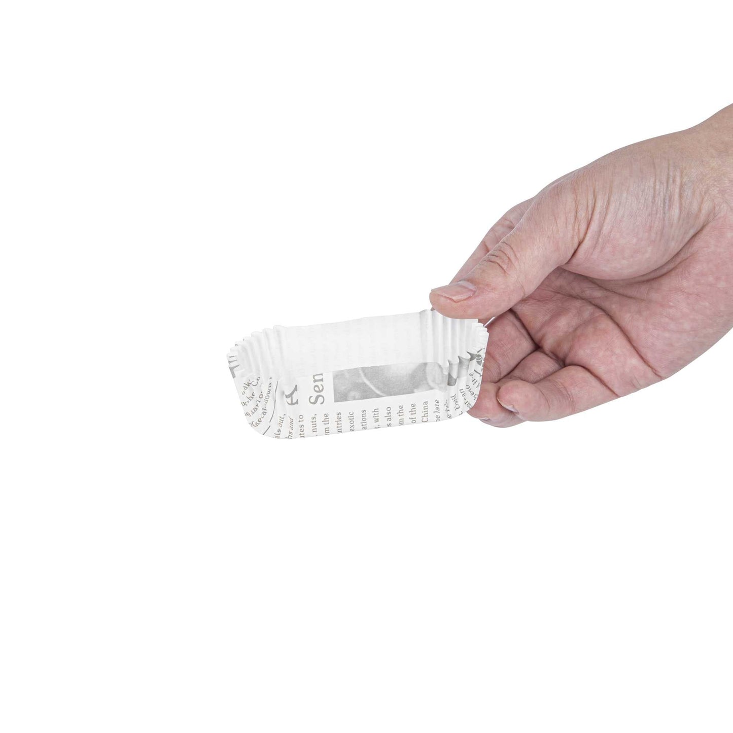 Panificio 1 oz Elliptical Newsprint Paper Regular Baking Cup - Ridged - 3 1/2" x 1 1/2" x 3/4" - 200 count box