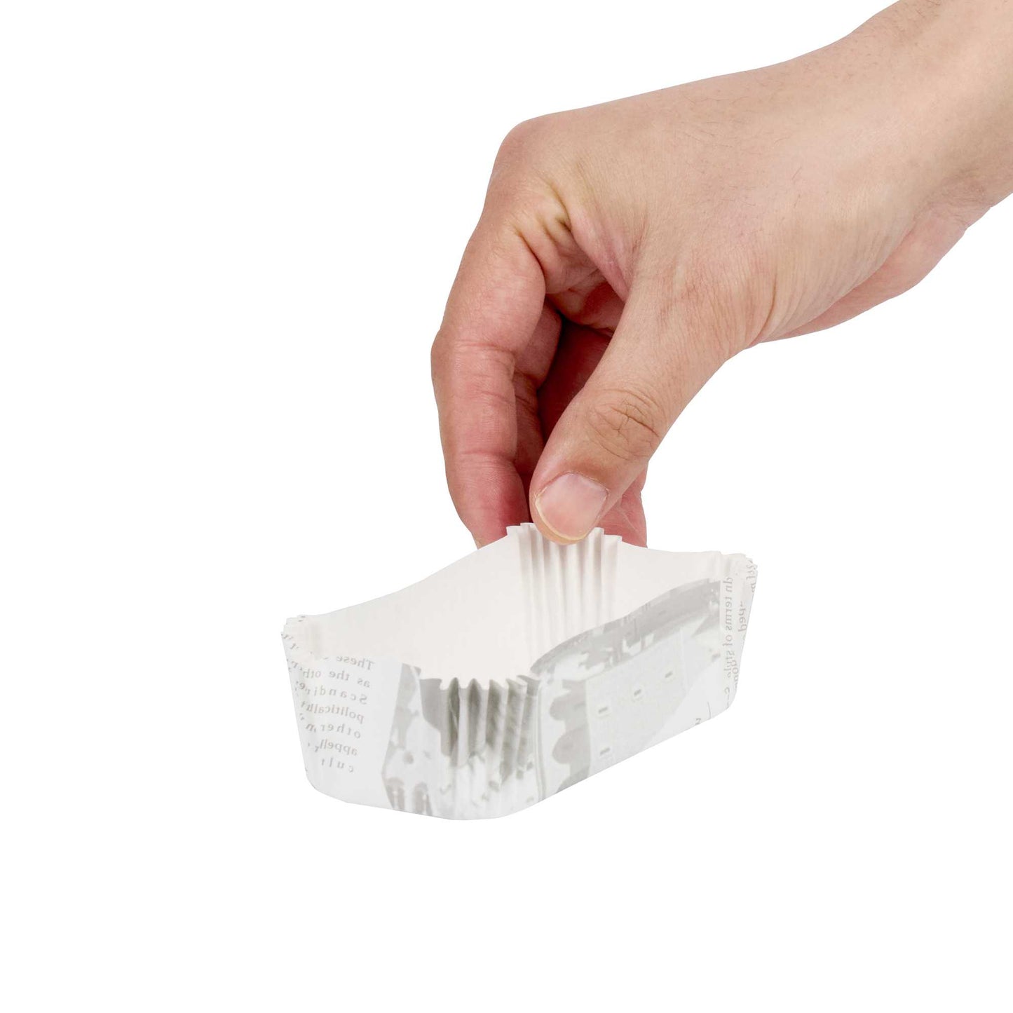 Panificio 5 oz Elliptical Newsprint Paper Large Baking Cup - Ridged - 4 1/2" x 2 1/2" x 1 1/4" - 200 count box