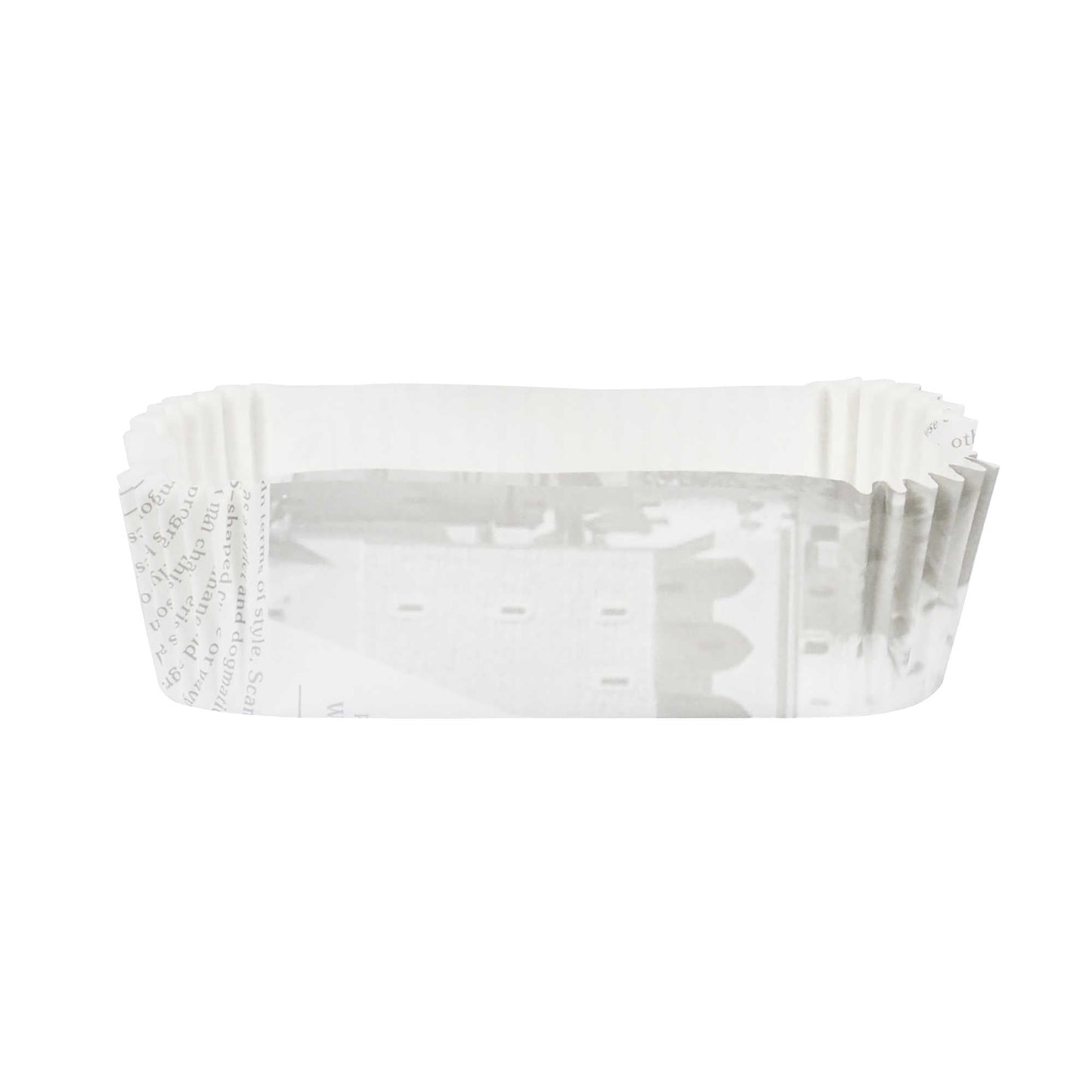 Panificio 5 oz Elliptical Newsprint Paper Large Baking Cup - Ridged - 4 1/2" x 2 1/2" x 1 1/4" - 200 count box