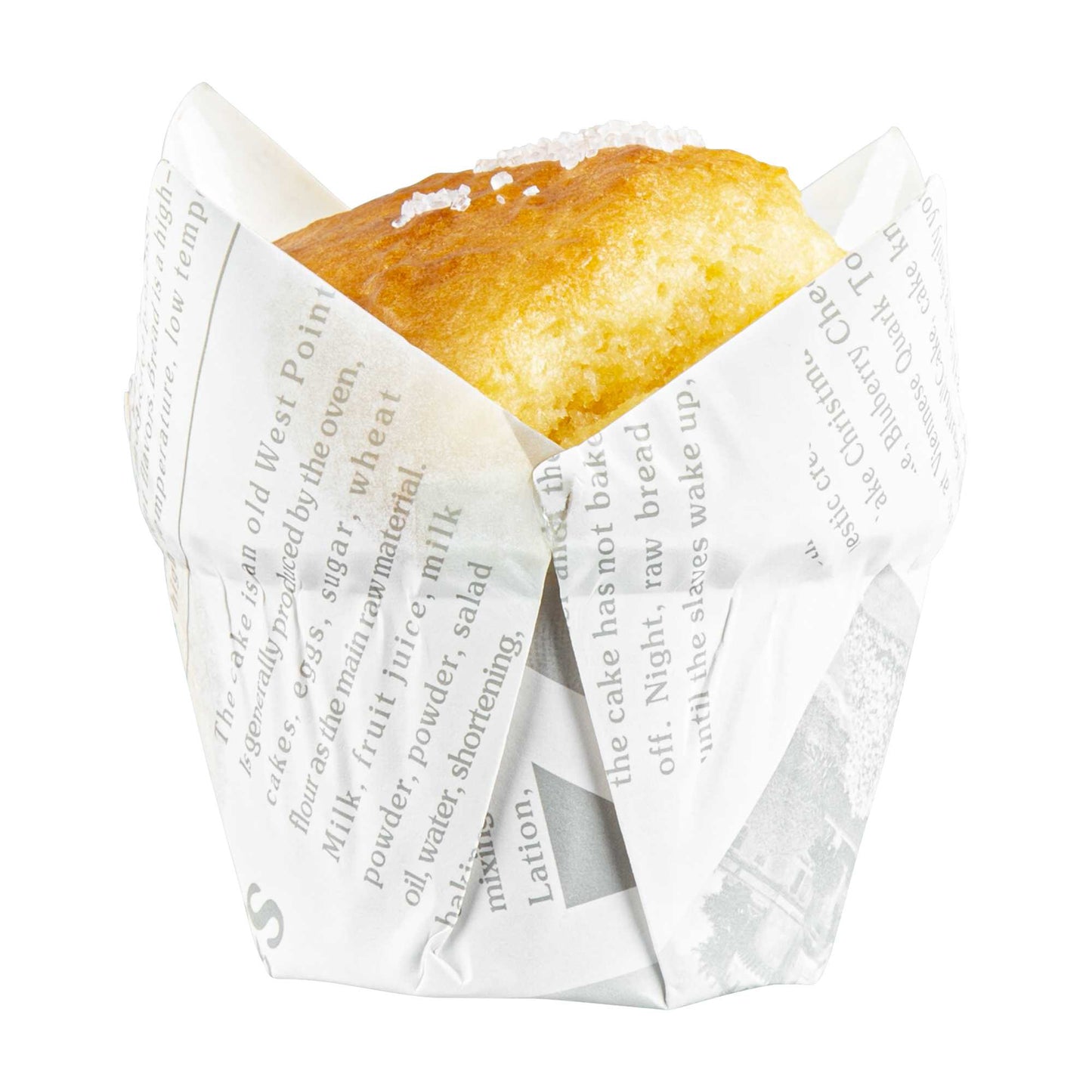 Panificio 1 oz Tulip Newsprint Paper Regular Baking Cup - 3" x 3" x 3 1/2" - 200 count box