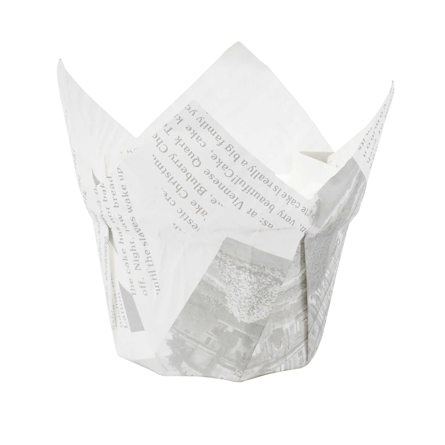 Panificio 1 oz Tulip Newsprint Paper Regular Baking Cup - 3" x 3" x 3 1/2" - 200 count box