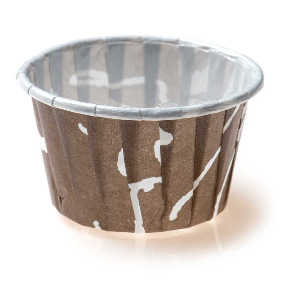 Panificio 2 oz Round Chocolate Wisp Paper Medium Baking Cup - Pleated - 2 1/4" x 2 1/4" x 1 1/2" - 200 count box