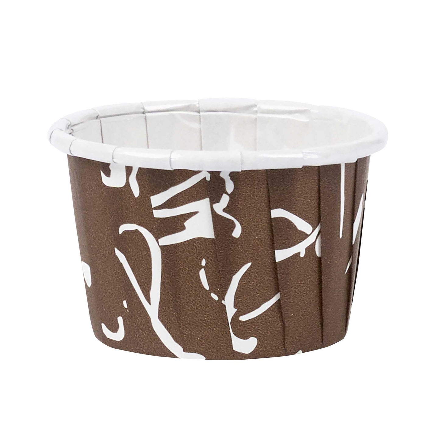 Panificio 2 oz Round Chocolate Wisp Paper Medium Baking Cup - Pleated - 2 1/4" x 2 1/4" x 1 1/2" - 200 count box