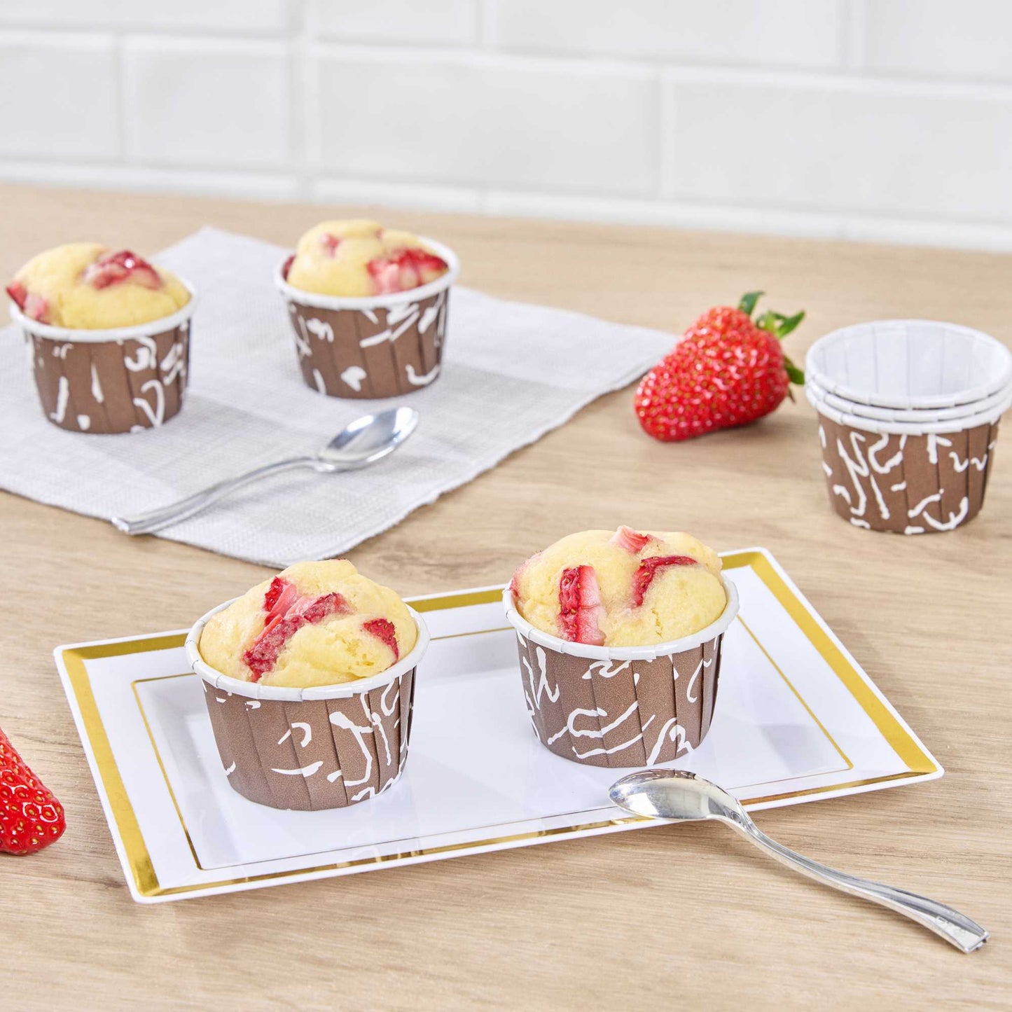 Panificio 2 oz Round Chocolate Wisp Paper Medium Baking Cup - Pleated - 2 1/4" x 2 1/4" x 1 1/2" - 200 count box
