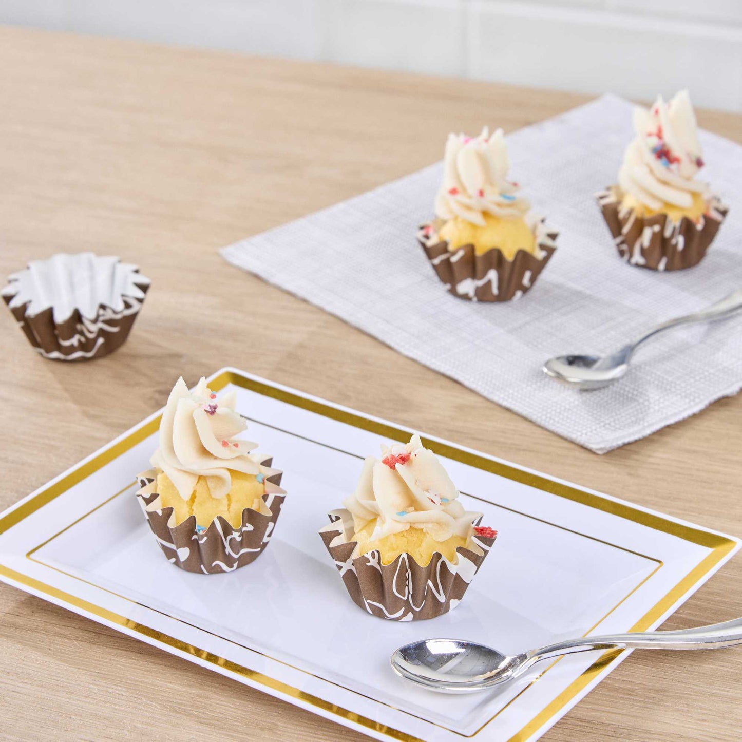 Panificio 0.4 oz Round Chocolate Wisp Paper Mini Baking Cup - Flared - 2" x 2" x 1/2" - 200 count box