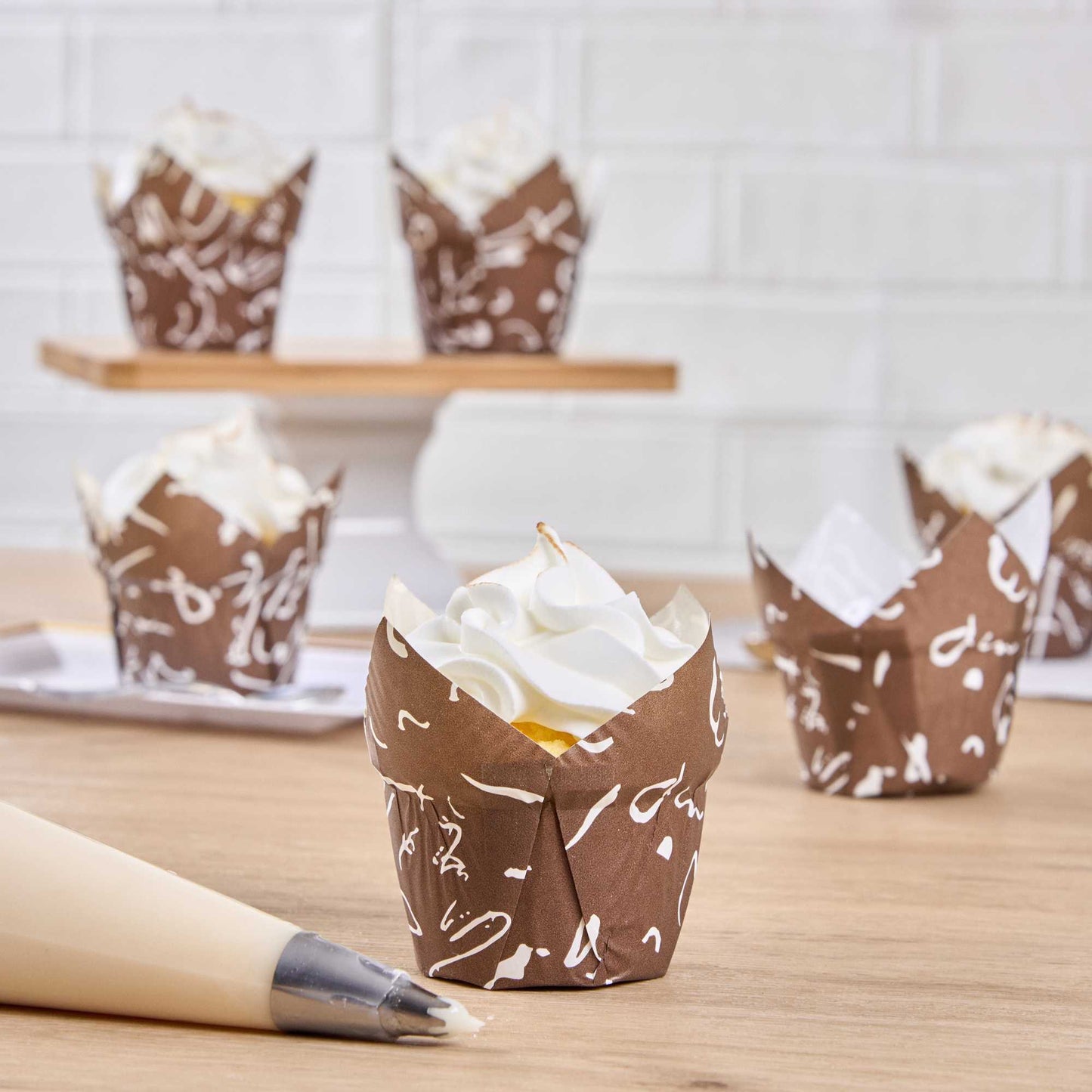 Panificio 1 oz Tulip Chocolate Wisp Paper Regular Baking Cup - 3" x 3" x 3 1/2" - 200 count box