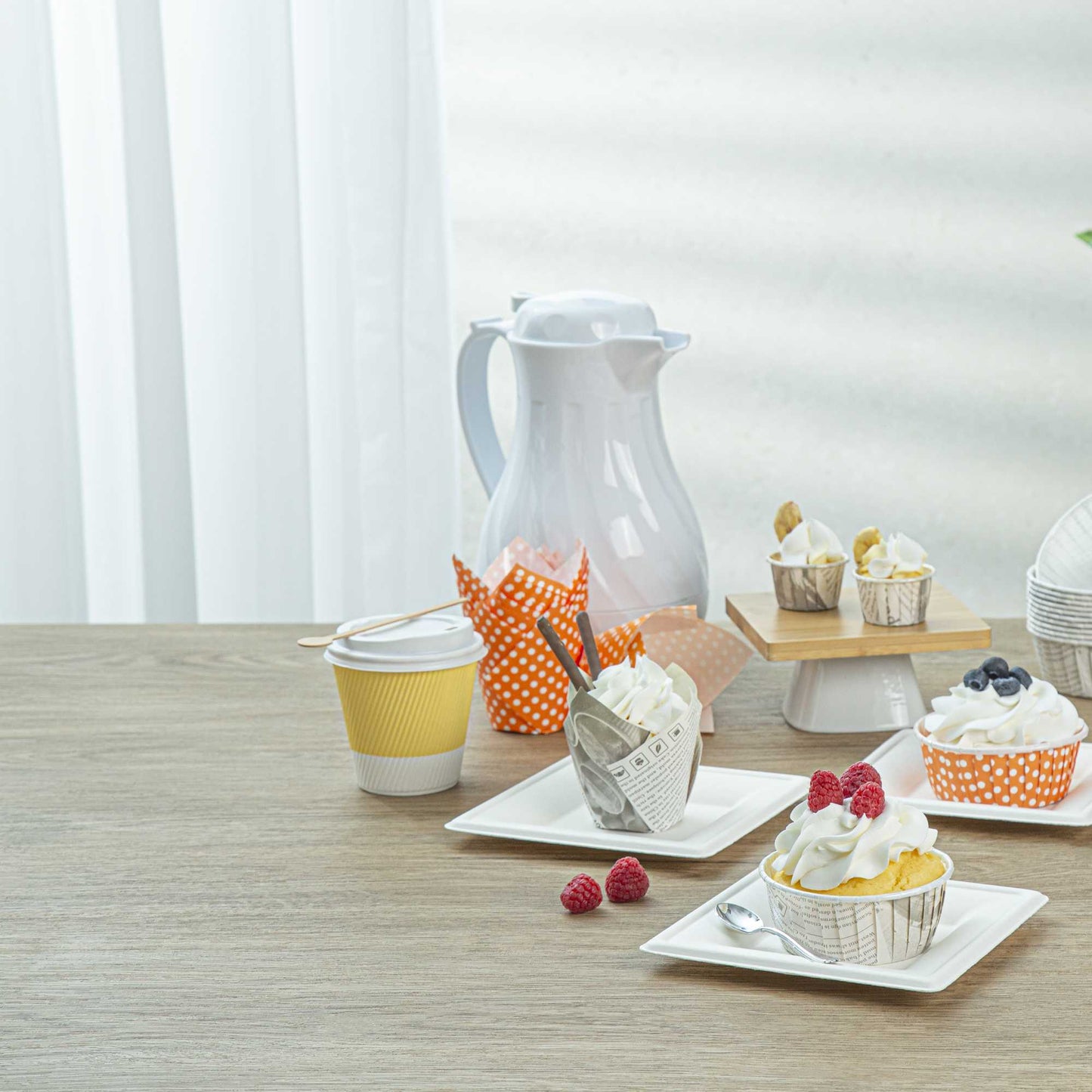 Panificio 2 oz Tulip Polka-Dotted Hot Orange Paper Tall Baking Cup - 3 1/4" x 3 1/4" x 3 1/2" - 200 count box
