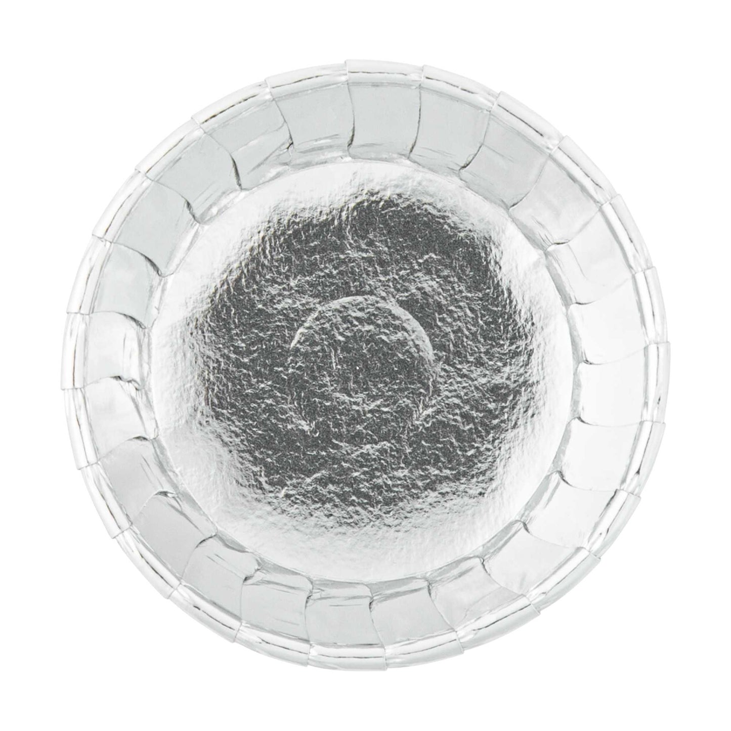 Panificio 3 oz Round Metallic Silver Paper Small Baking Cup - Pleated - 2 1/2" x 2 1/2" x 1 1/2" - 200 count box