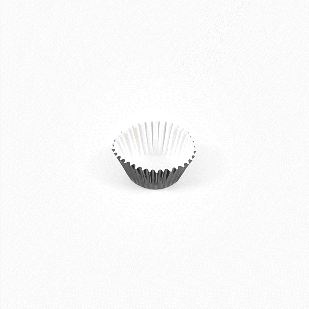Panificio 0.4 oz Round Metallic Black Paper Baking Cup - Foil-Coated - 1 1/4" x 1 1/4" x 3/4" - 200 count box