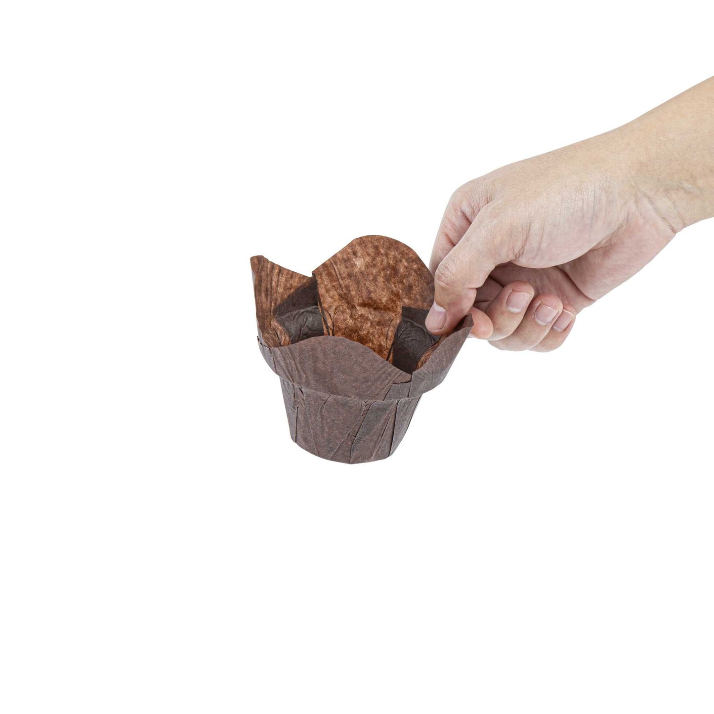 Panificio 6 oz Daffodil Brown Paper Baking Cup - Greaseproof - 3 1/4" x 3 1/4" x 3" - 200 count box