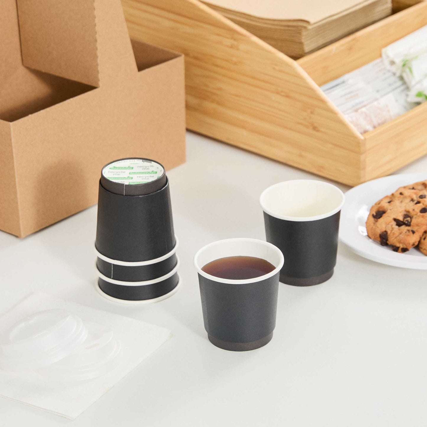 Restpresso 4 oz Black Paper Coffee Cup - Double Wall - 2 1/2" x 2 1/2" x 2 1/4" - 500 count box