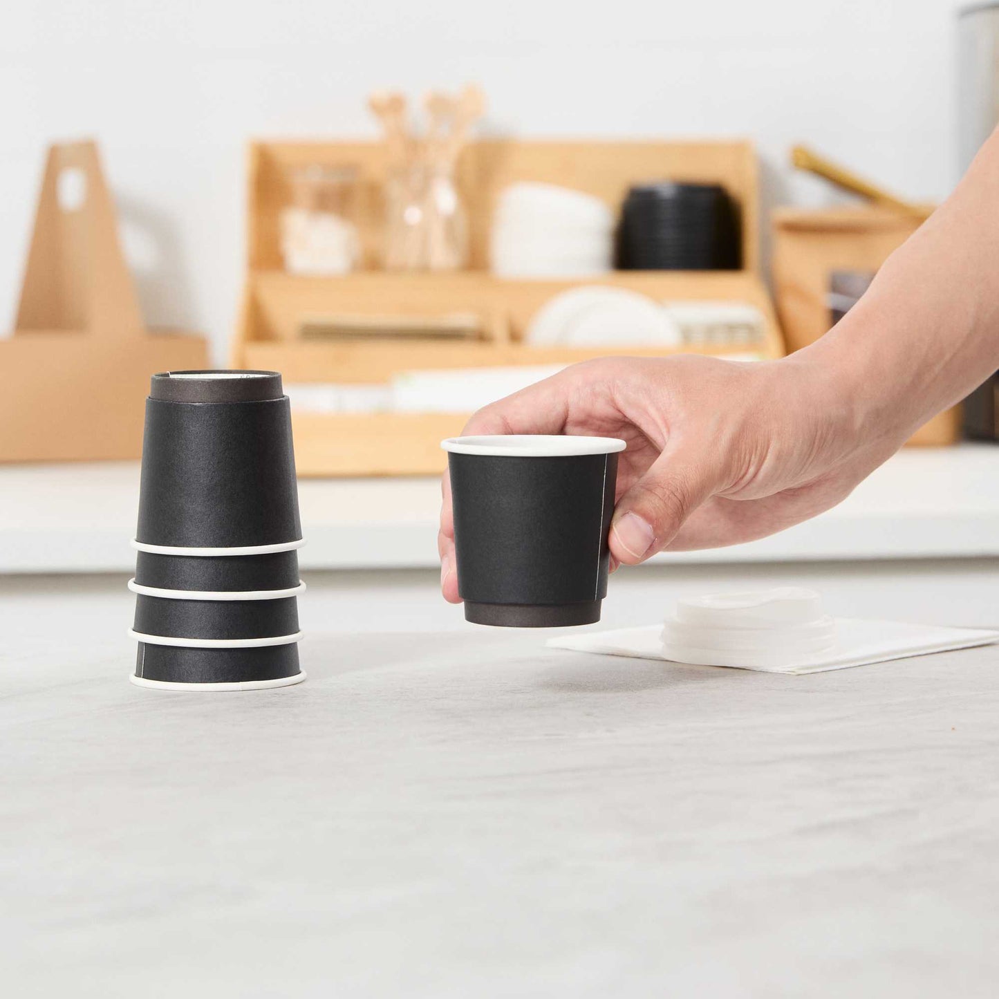 Restpresso 4 oz Black Paper Coffee Cup - Double Wall - 2 1/2" x 2 1/2" x 2 1/4" - 500 count box