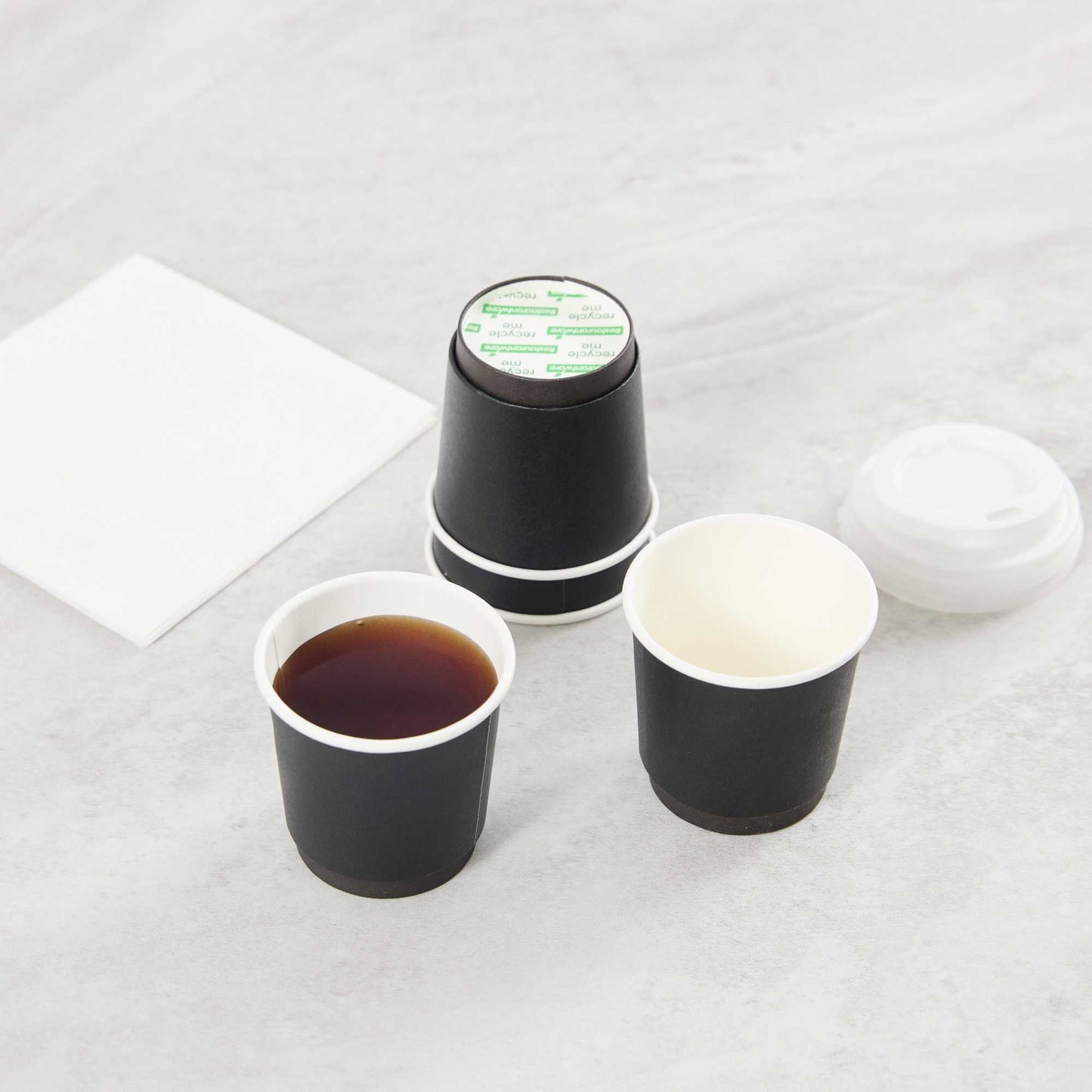 Restpresso 4 oz Black Paper Coffee Cup - Double Wall - 2 1/2" x 2 1/2" x 2 1/4" - 500 count box