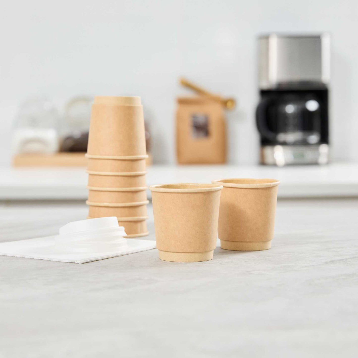 Restpresso 4 oz Kraft Paper Coffee Cup - Double Wall - 2 1/2" x 2 1/2" x 2 1/4" - 25 count box