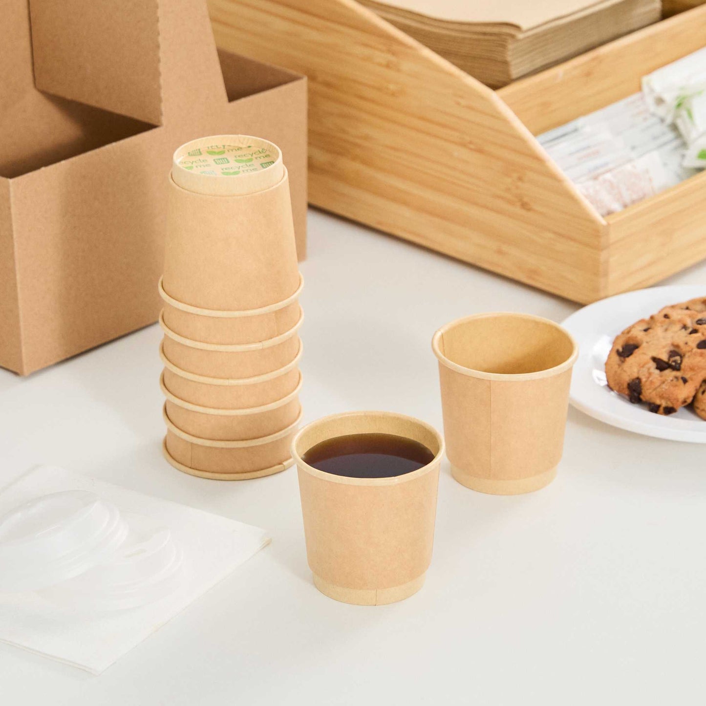 Restpresso 4 oz Kraft Paper Coffee Cup - Double Wall - 2 1/2" x 2 1/2" x 2 1/4" - 500 count box