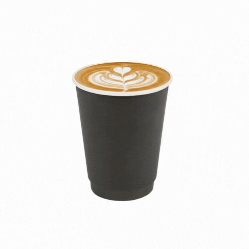12 oz Black Paper Coffee Cup - Double Wall - 3 1/2" x 3 1/2" x 4 1/4" - 500 count box