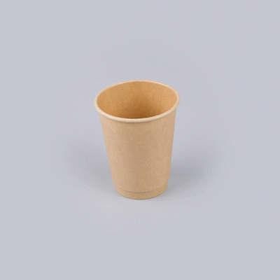 Restpresso 12 oz Kraft Paper Coffee Cup - Double Wall - 3 1/2" x 3 1/2" x 4 1/4" - 500 count box