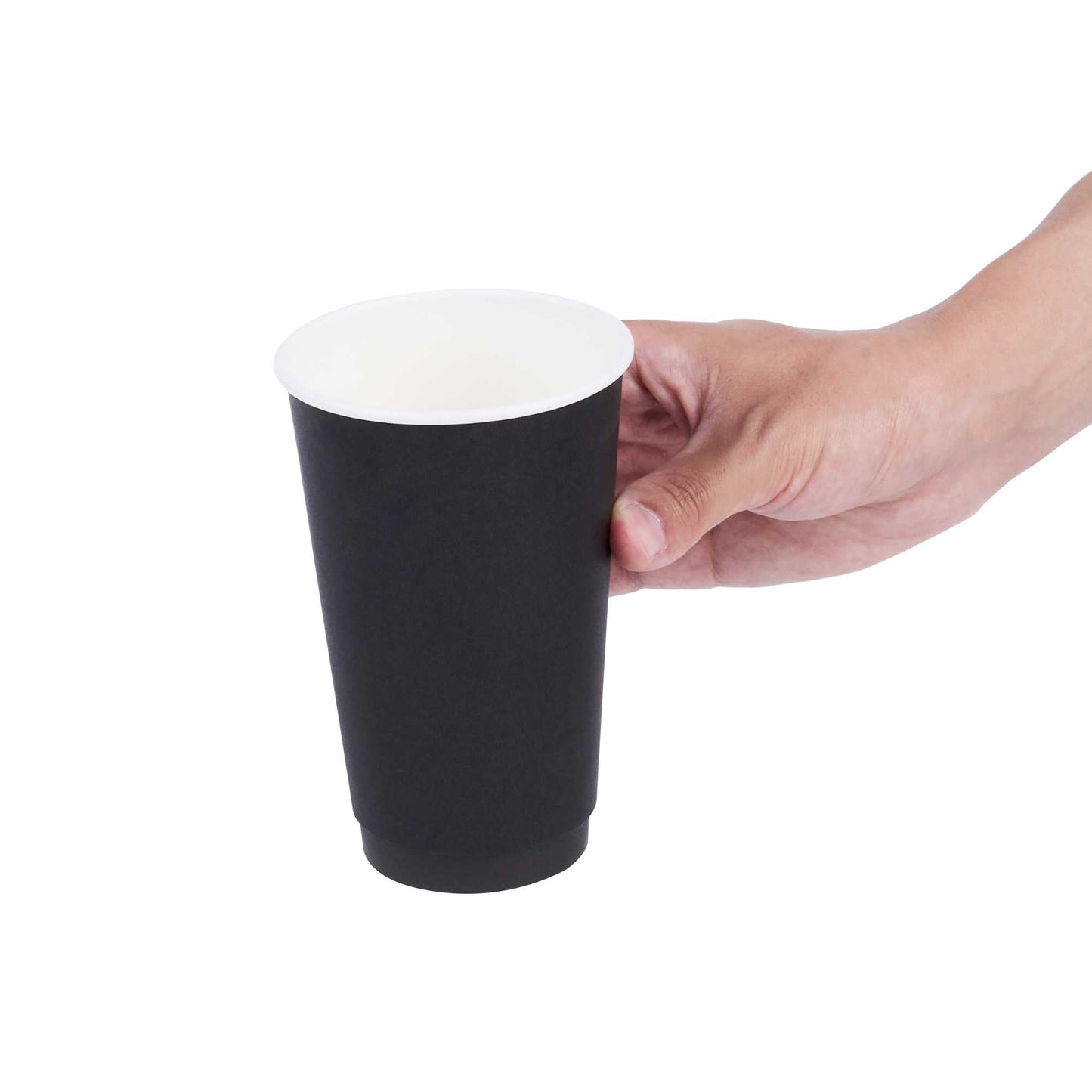 Restpresso 16 oz Black Paper Coffee Cup - Double Wall - 3 1/2" x 3 1/2" x 5 1/2" - 25 count box