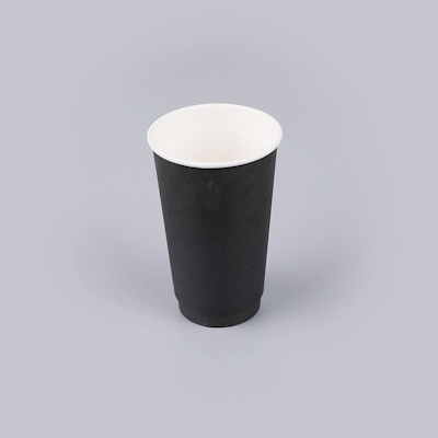 Restpresso 16 oz Black Paper Coffee Cup - Double Wall - 3 1/2" x 3 1/2" x 5 1/2" - 25 count box