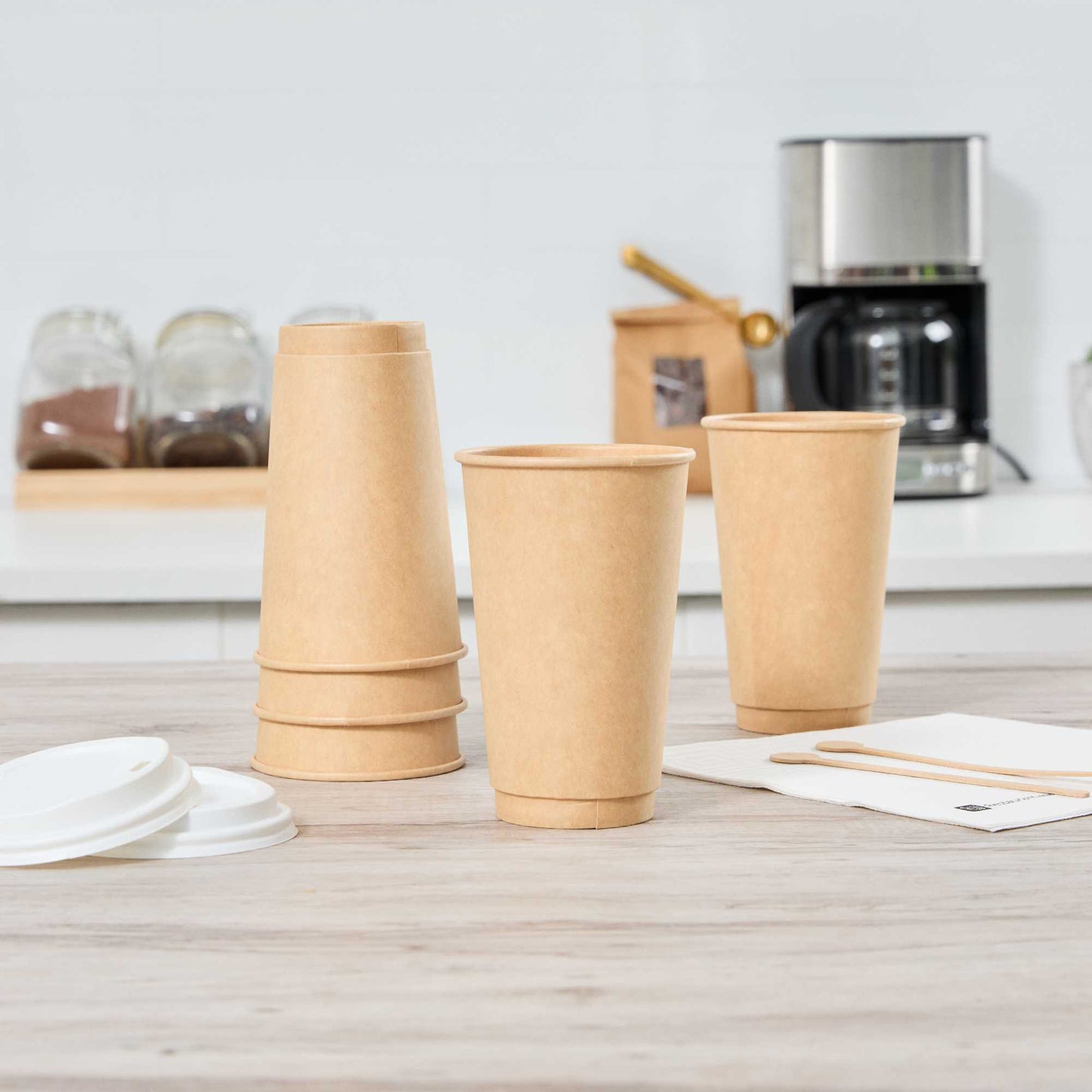 Restpresso 16 oz Kraft Paper Coffee Cup - Double Wall - 3 1/2" x 3 1/2" x 5 1/2" - 25 count box